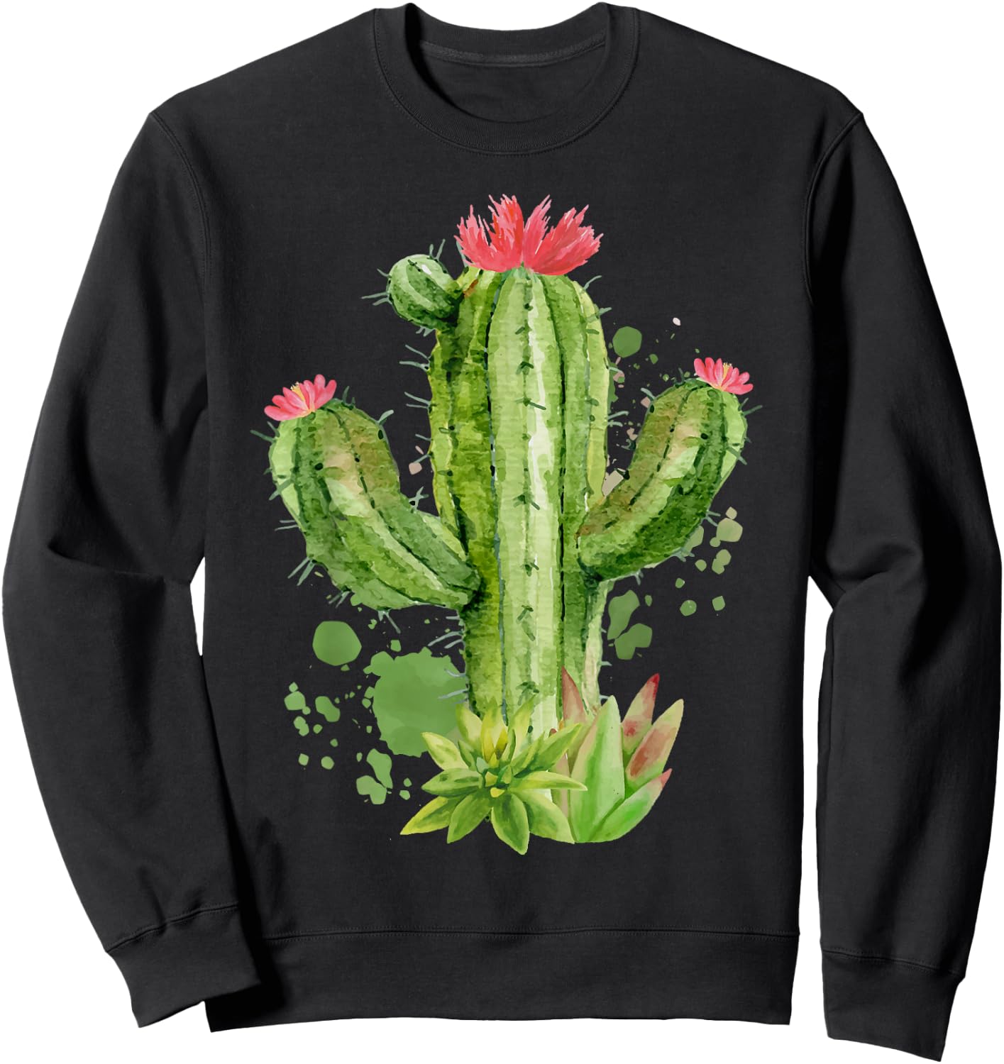 Cute Blooming Cactus Flowers Cacti Succulents Lover Sweatshirt - Sweatshirt | Black