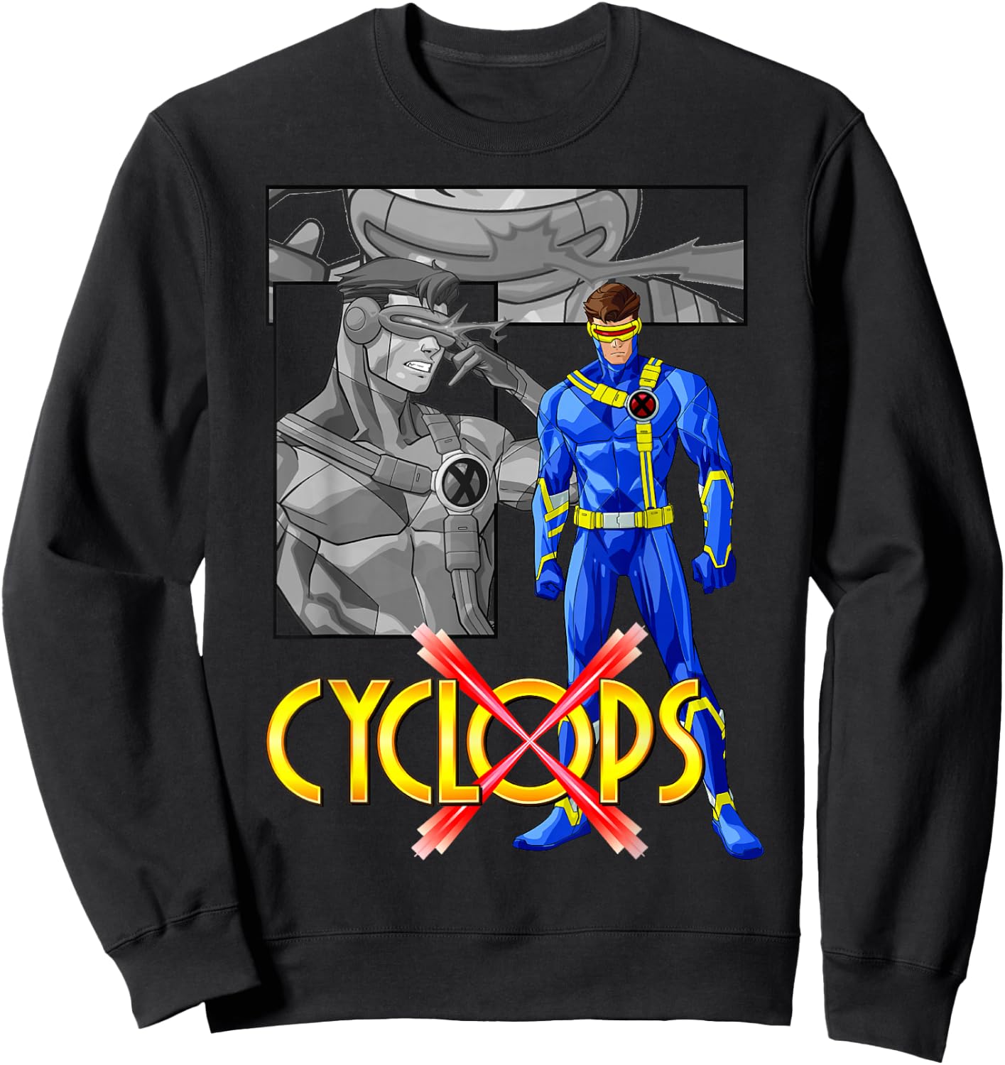 Marvel X-Men Cyclops Collage Panel Logo Sweatshirt - Sweatshirt | Black