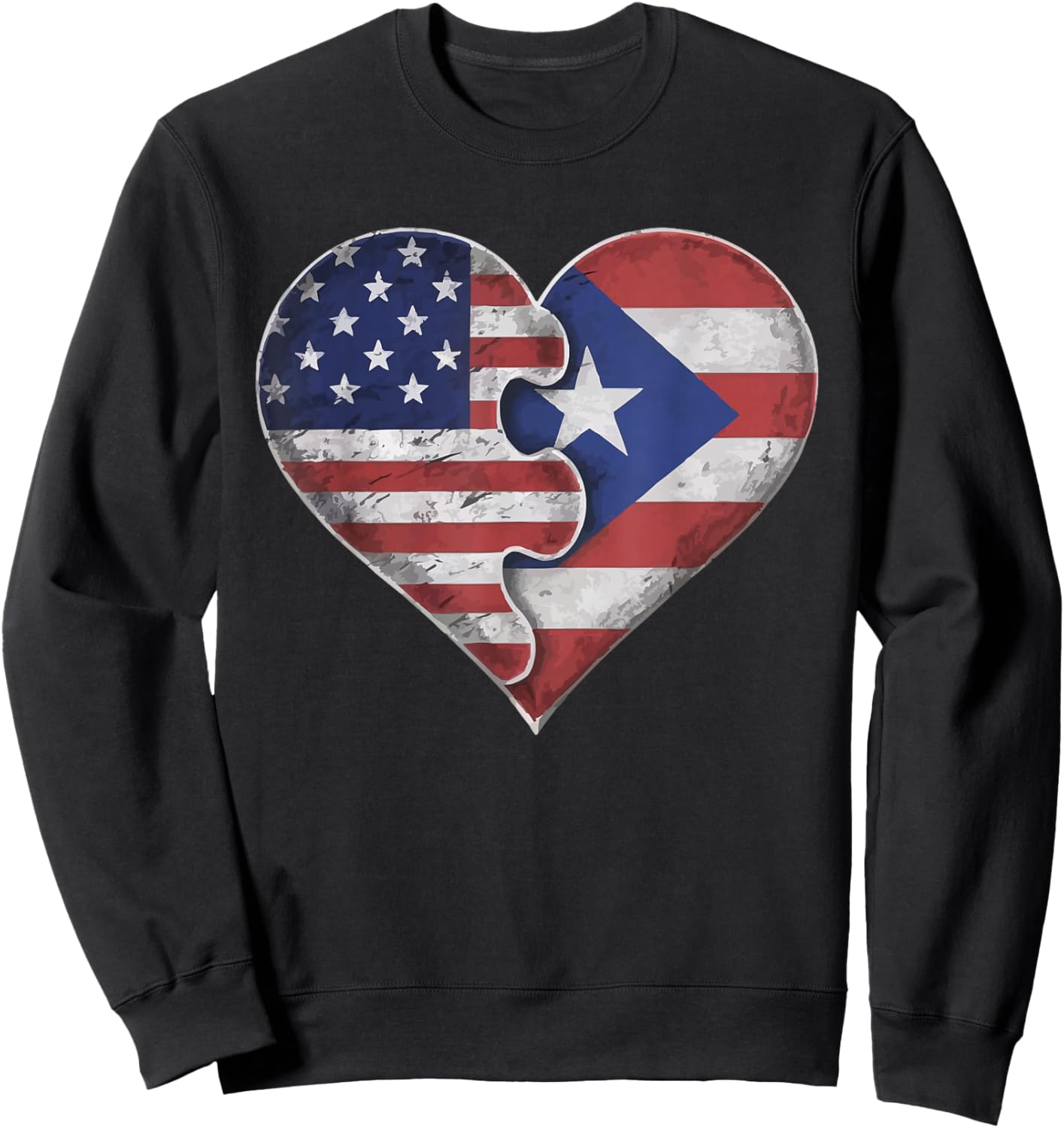 Half Puerto Rican Half American USA Flag Puerto Rico Sweatshirt - Sweatshirt | Black