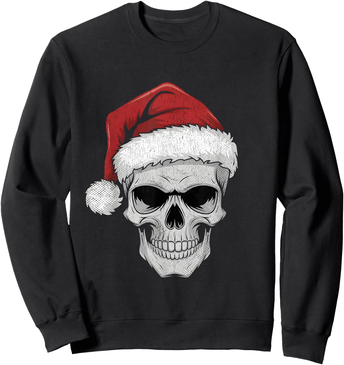 Santa Hat Skull Heavy Metal Goth Sarcastic Rock Christmas Sweatshirt - Sweatshirt | Black