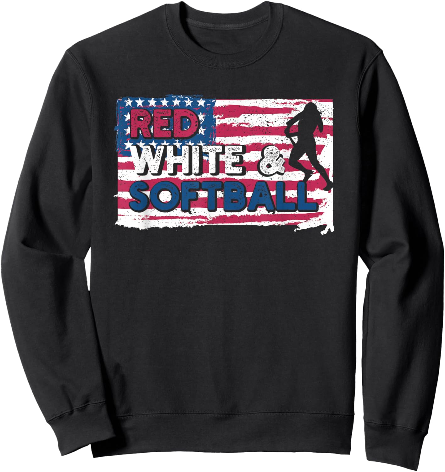 Patriotic Red, White, & Softball Fourth of July American Kids Men Sweatshirt - Sweatshirt | Black