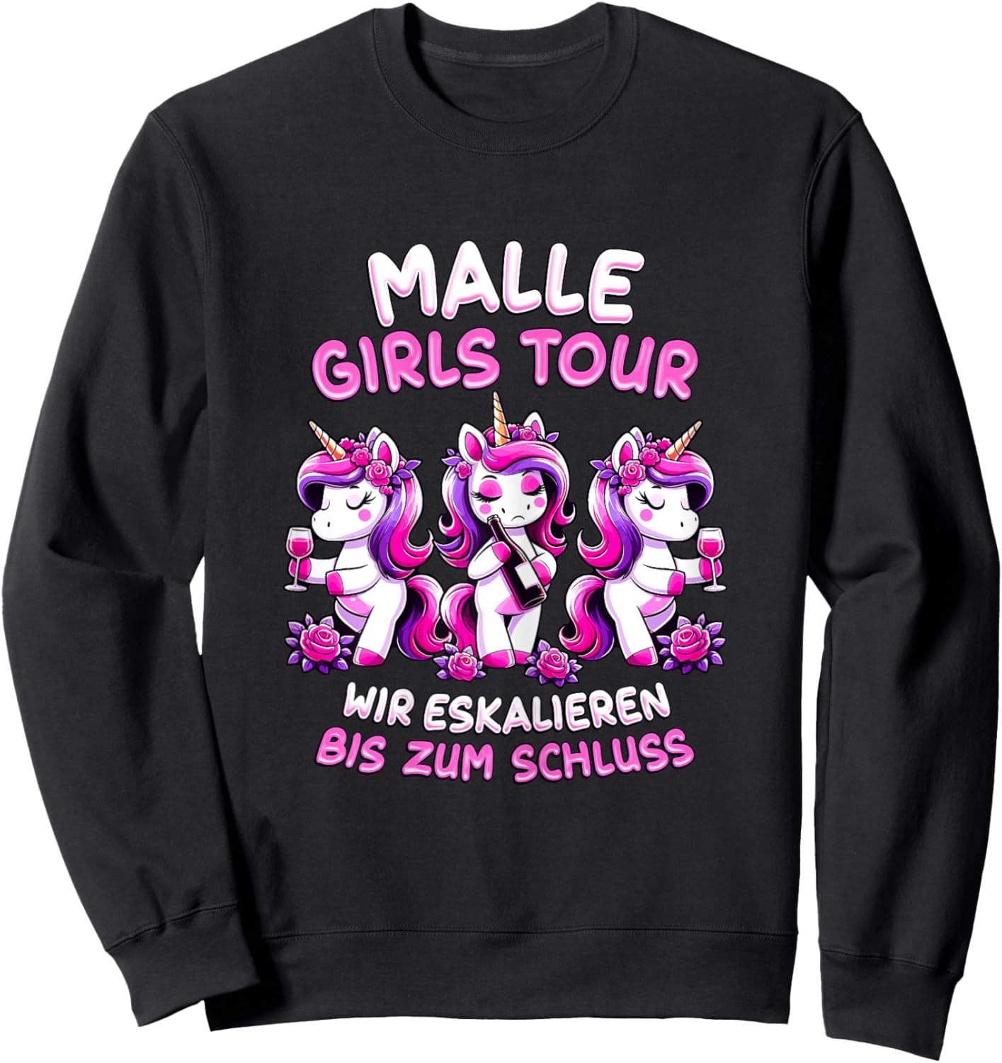 Damen Malle Girls Tour Einhorn Mallorca Party Gruppe Urlaub Sweatshirt - Sweatshirt | Black