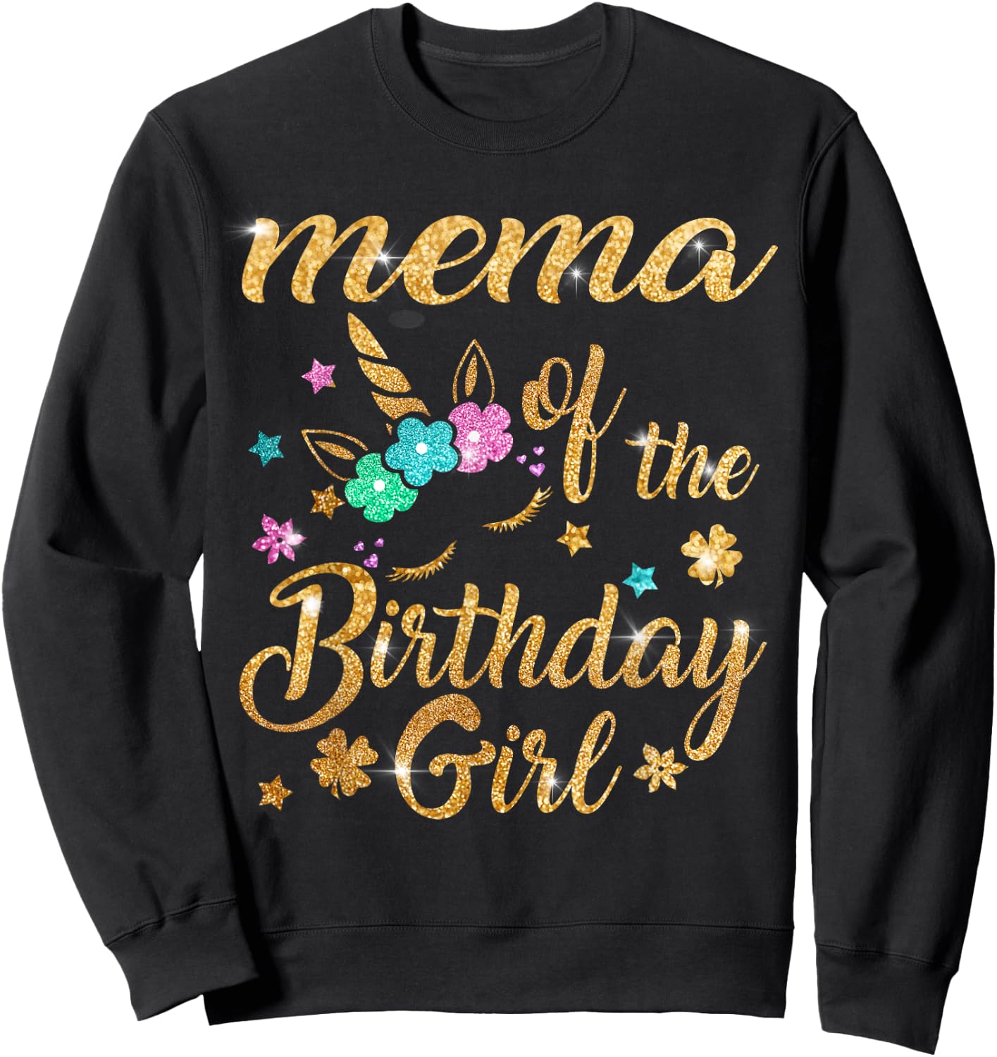 Mema of The Birthday Girl Unicorn Grandma Sweatshirt - Sweatshirt | Black