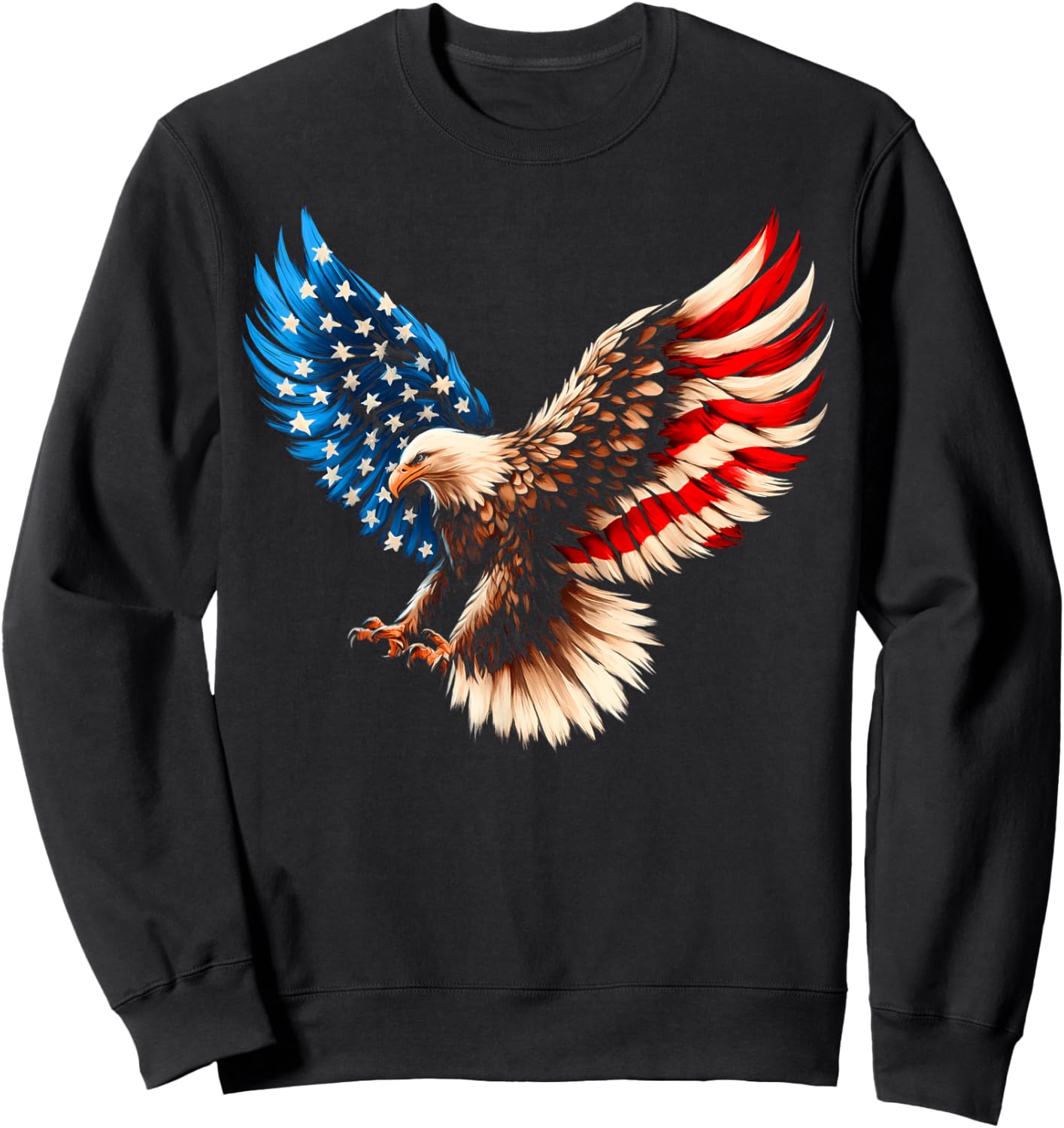 Bald Eagle & Patriotic American Flag 4th Of July Sweatshirt - Sweatshirt | Black