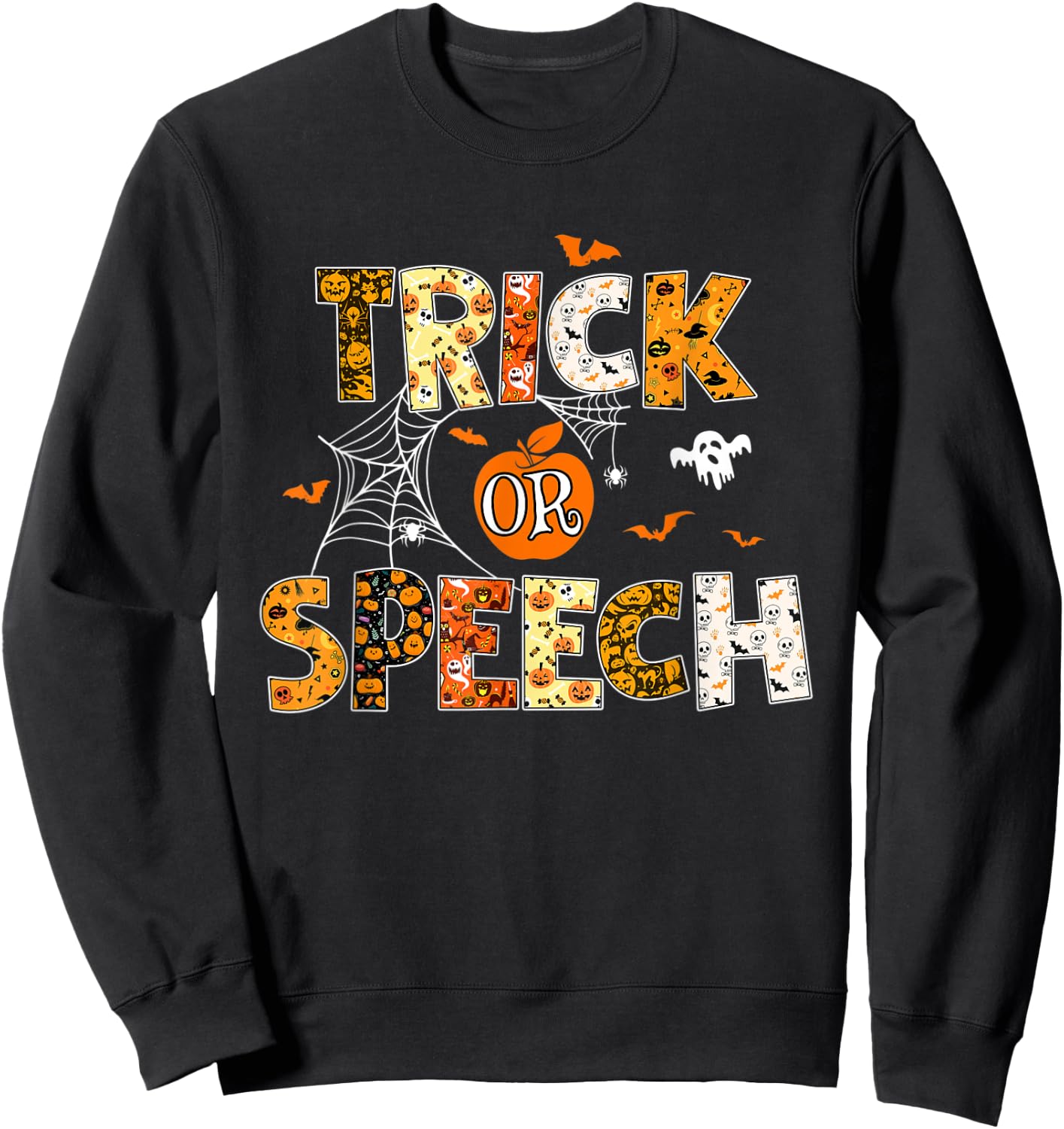 Groovy Trick or Speech Pathologist SLP Halloween Costume Sweatshirt - Sweatshirt | Black