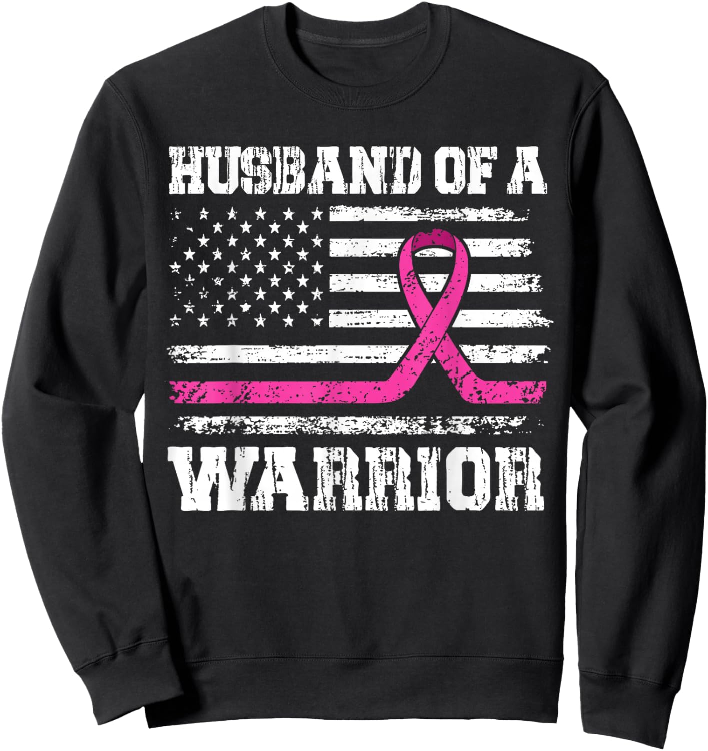 Husband Of A Warrior Breast Cancer Awareness Support Sweatshirt - Sweatshirt | Black