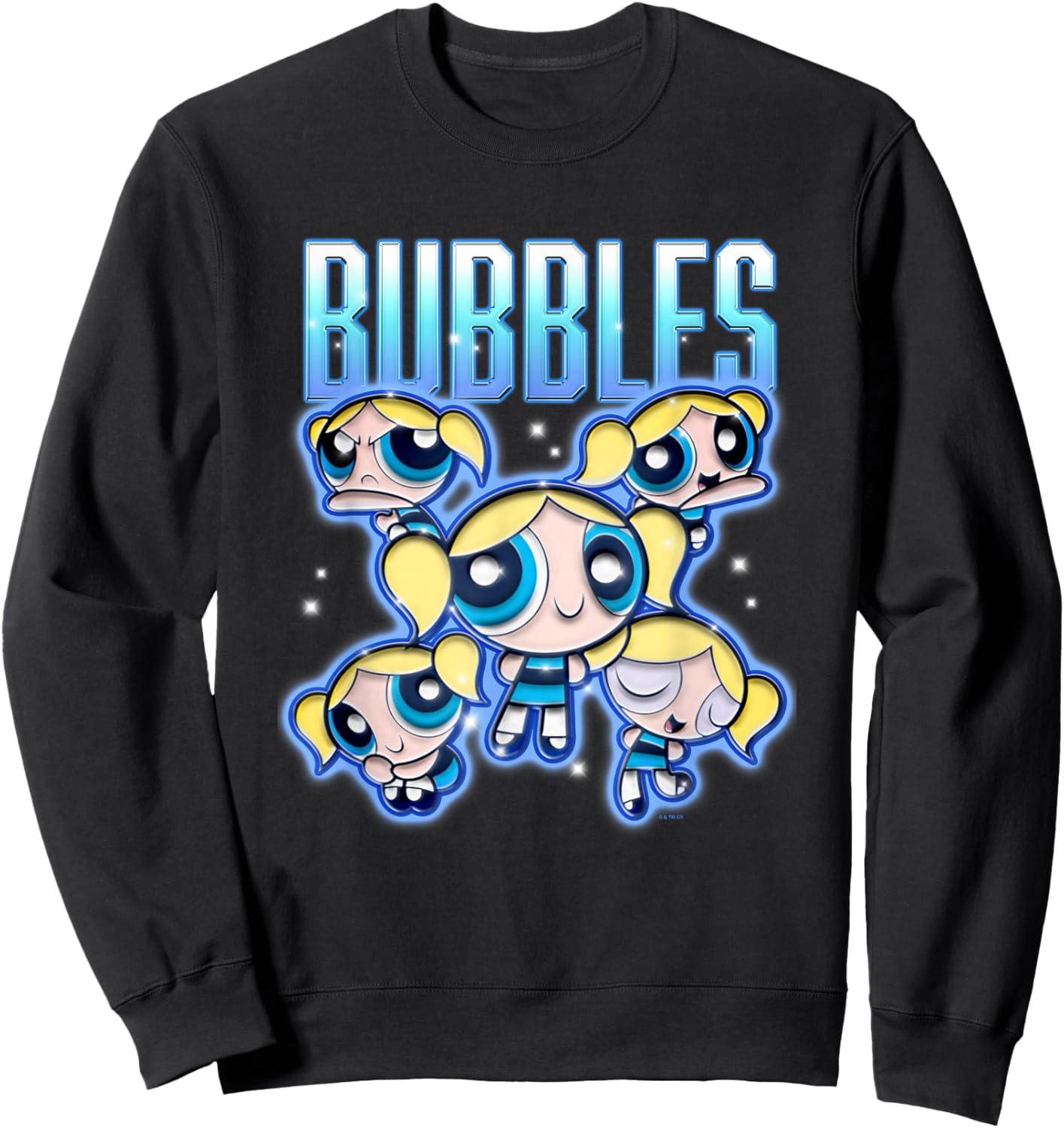 The Powerpuff Girls Bubbles Chrome Multi Pose Sweatshirt - Sweatshirt | Black