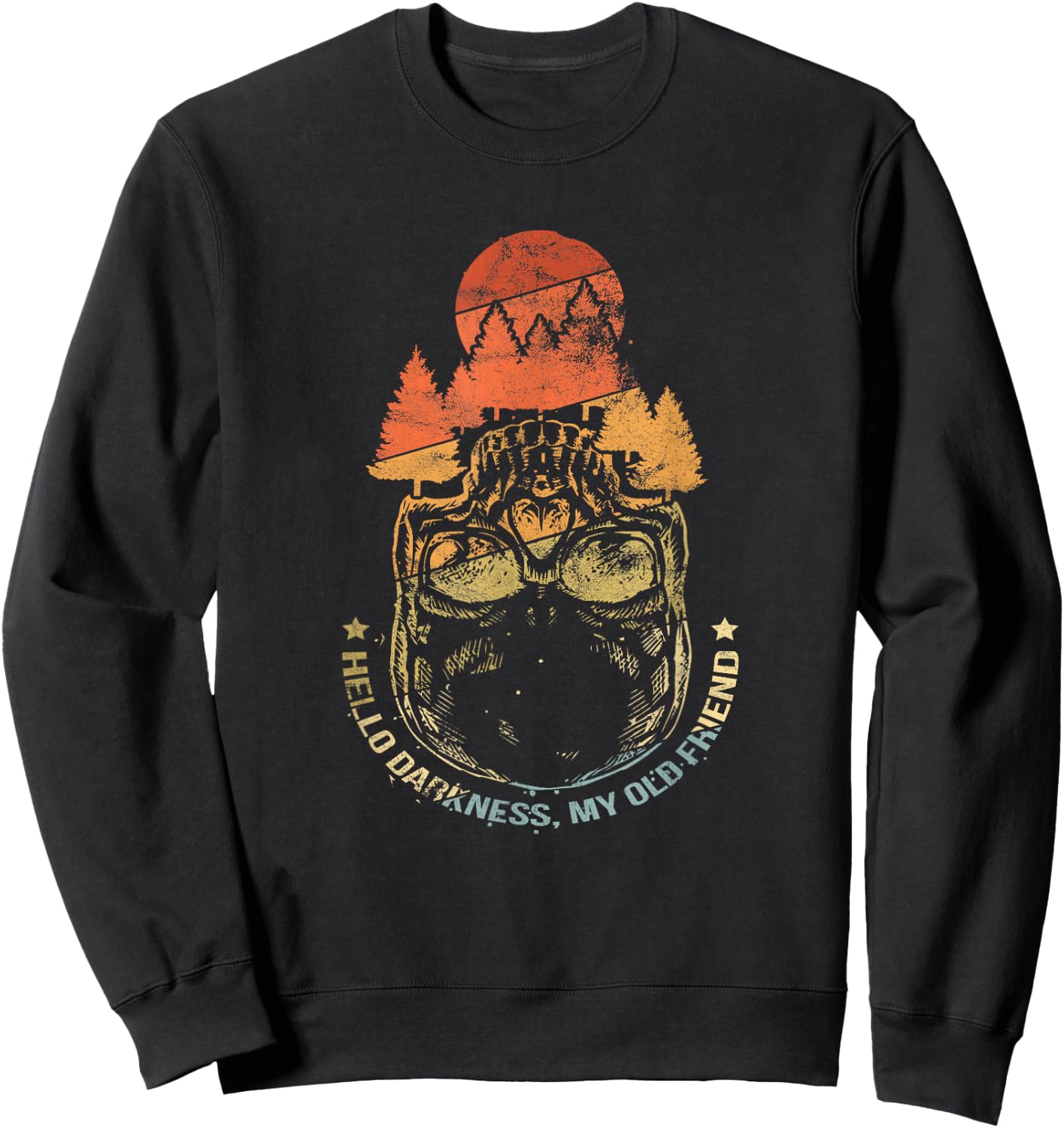 Hello Darkness My Old Friend Vintage Hello Darkness Sweatshirt - Sweatshirt | Black