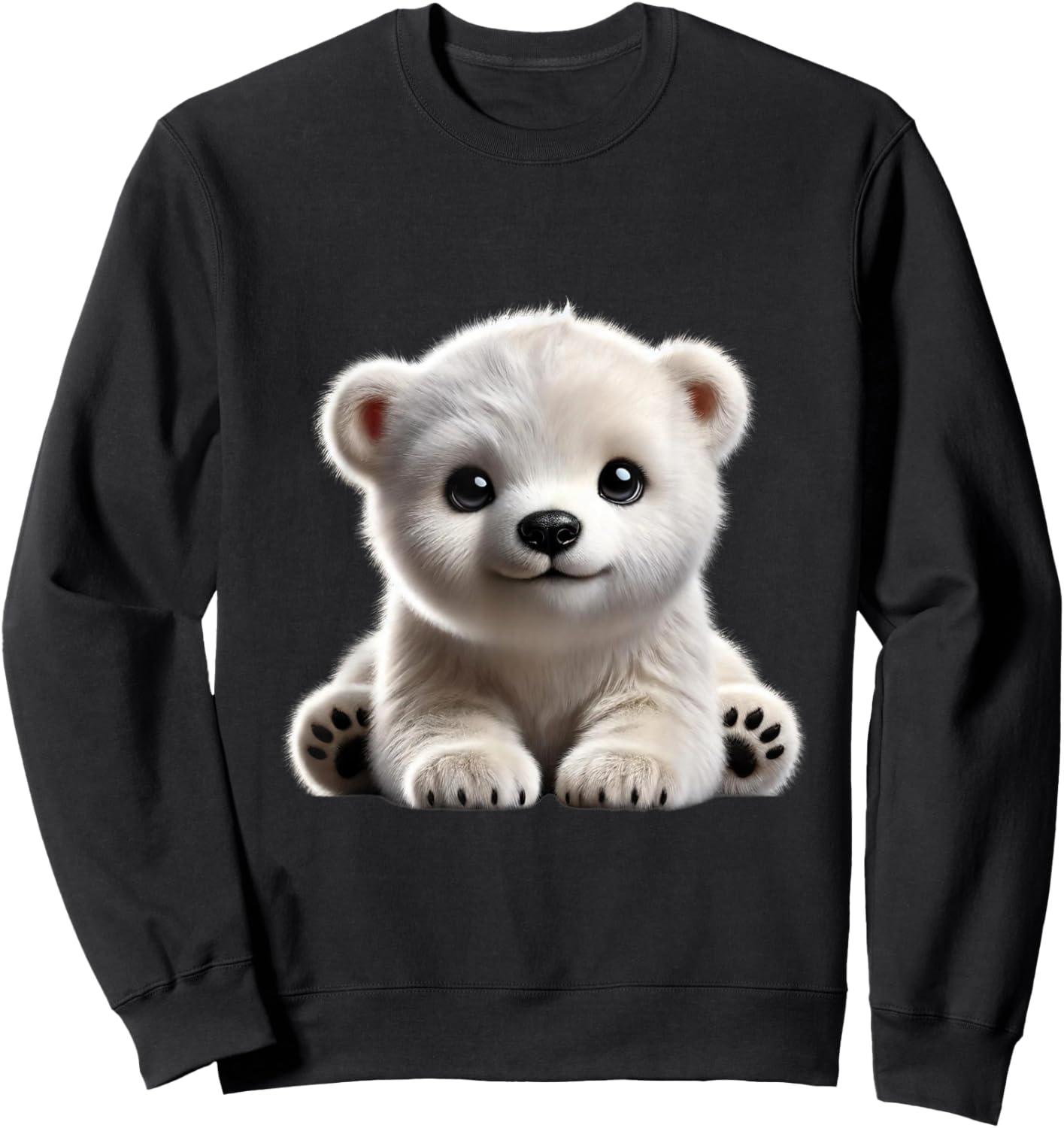 Just Sweet Designs Cute Polar Bear Cub Design , Small, Black Sweatshirt - Sweatshirt | Black