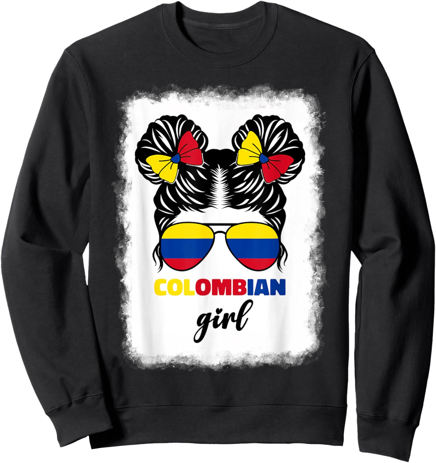 Colombiana Colombia Flag Cute Colombian Girl For Kids Girls Sweatshirt - Sweatshirt | Black