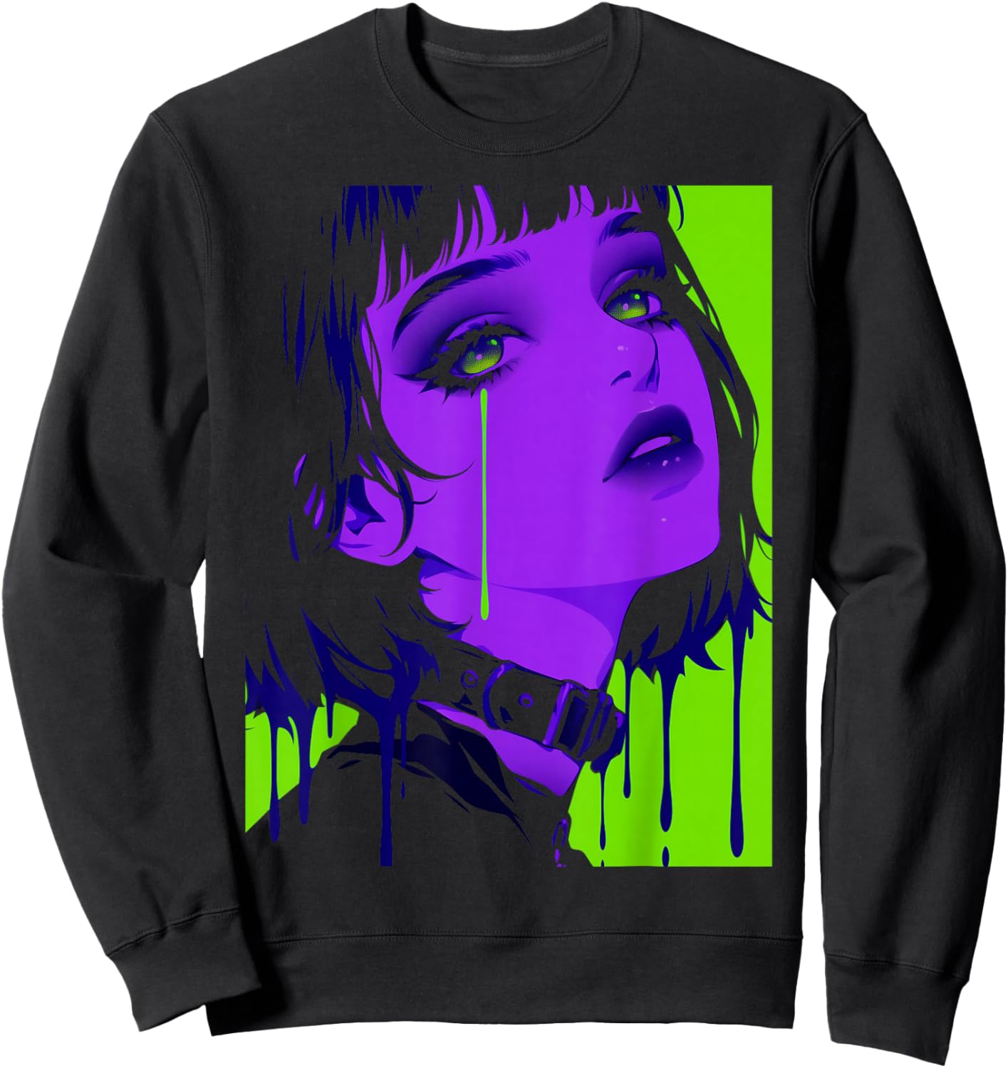 Cybergoth Cybercore Grunge Punk Goth Girl Alt Anime Manga Sweatshirt - Sweatshirt | Black