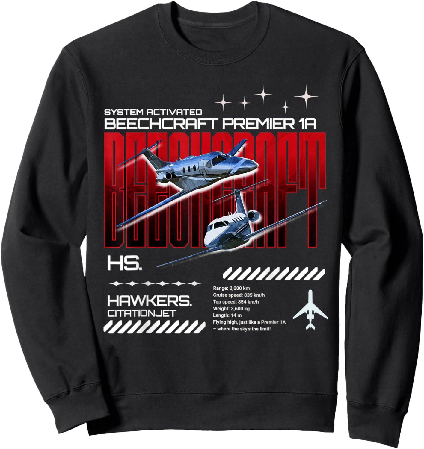Light Hawkers Beechcraft 1A Sweatshirt - Sweatshirt | Black