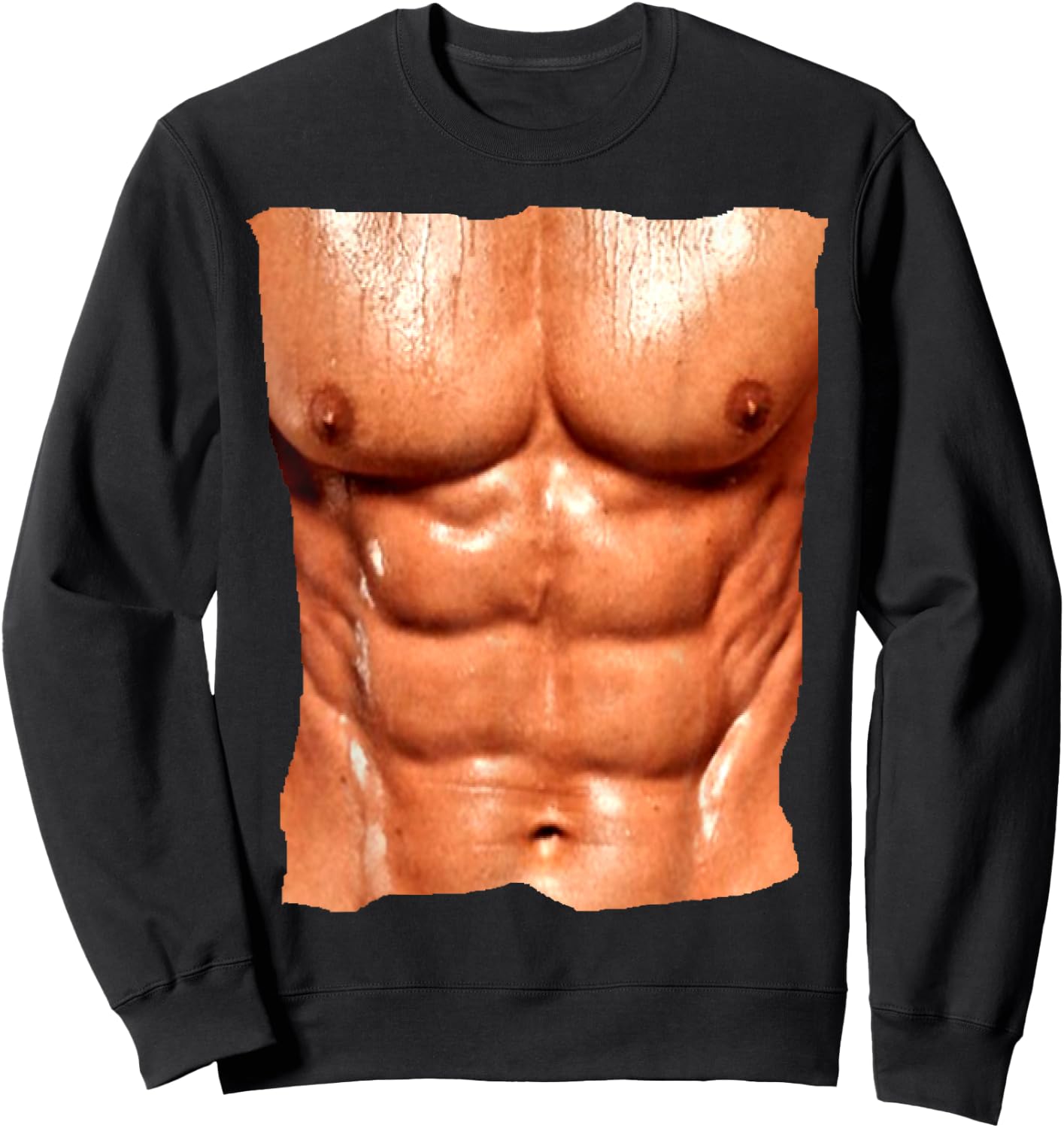 Replica Six Pack Abdomnial Abs Fake Muscle Chest Sweatshirt - Sweatshirt | Black