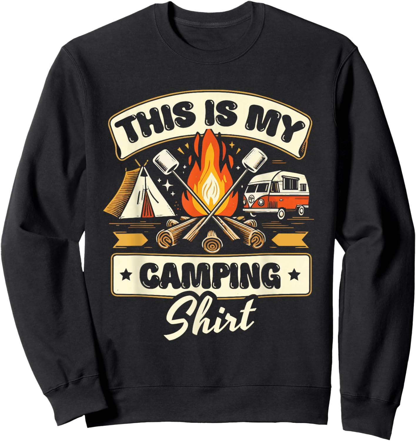 Funny Glamping Camping Lover Design Sweatshirt - Sweatshirt | Black