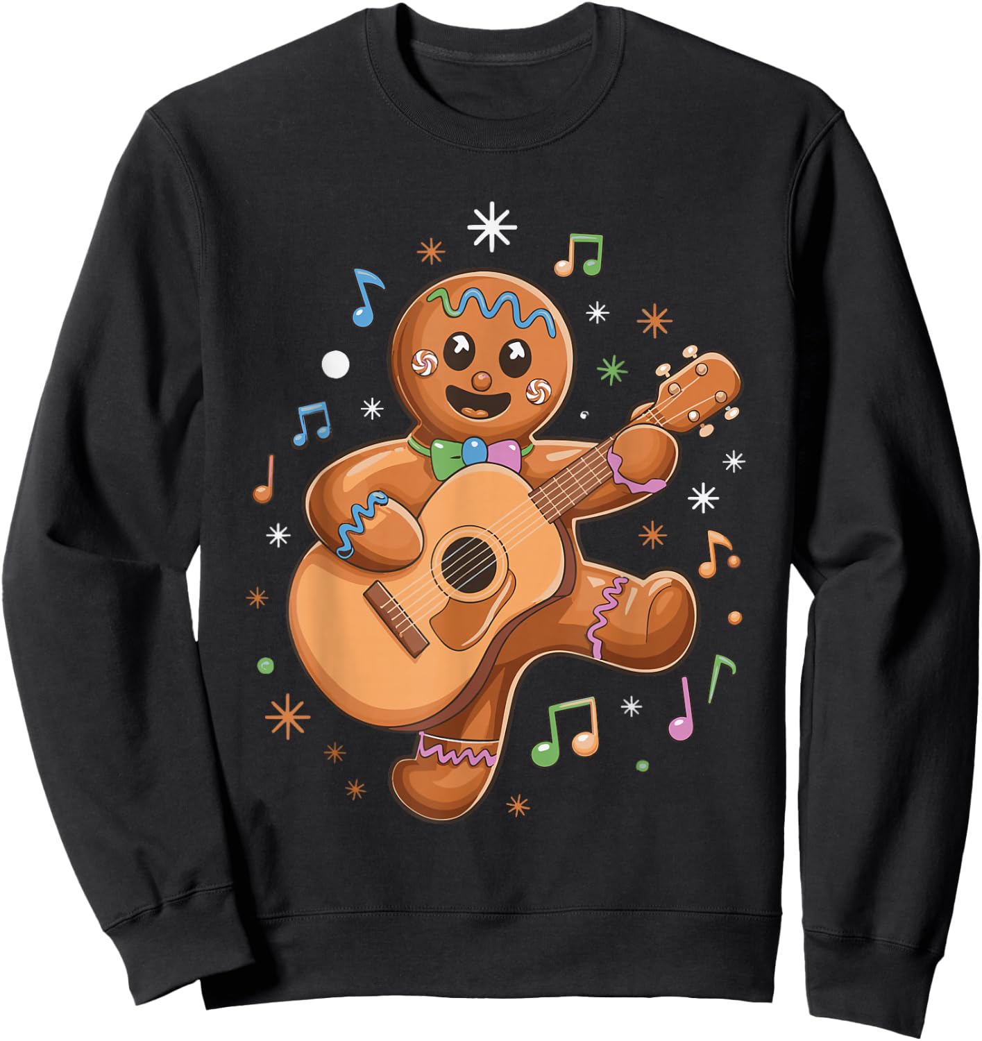 Gingerbread Playing Guitar Sweatshirt - Sweatshirt | Black