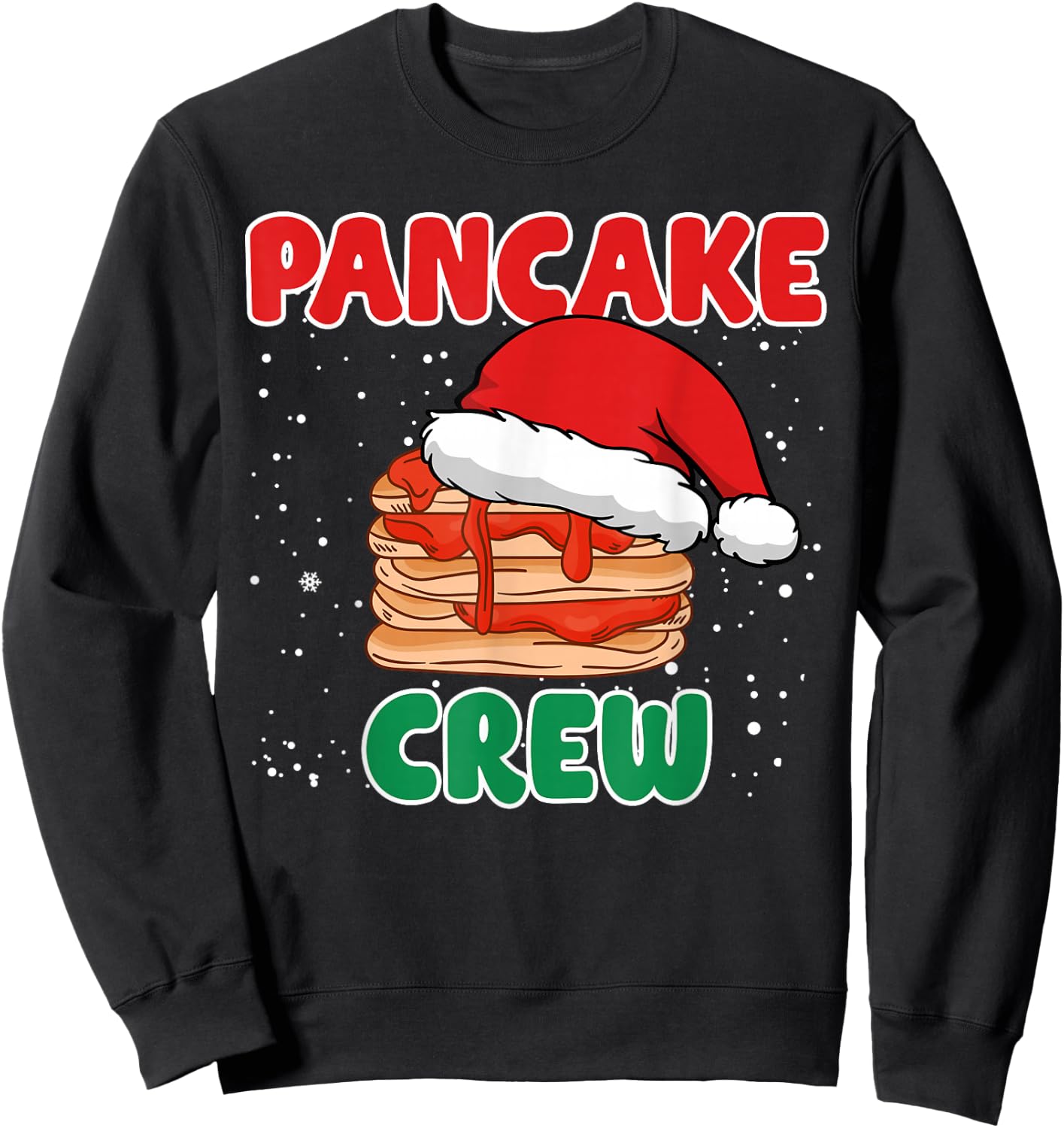 Pancake Crew Funny Pancake Lover Pancake Christmas Pajama Sweatshirt - Sweatshirt | Black