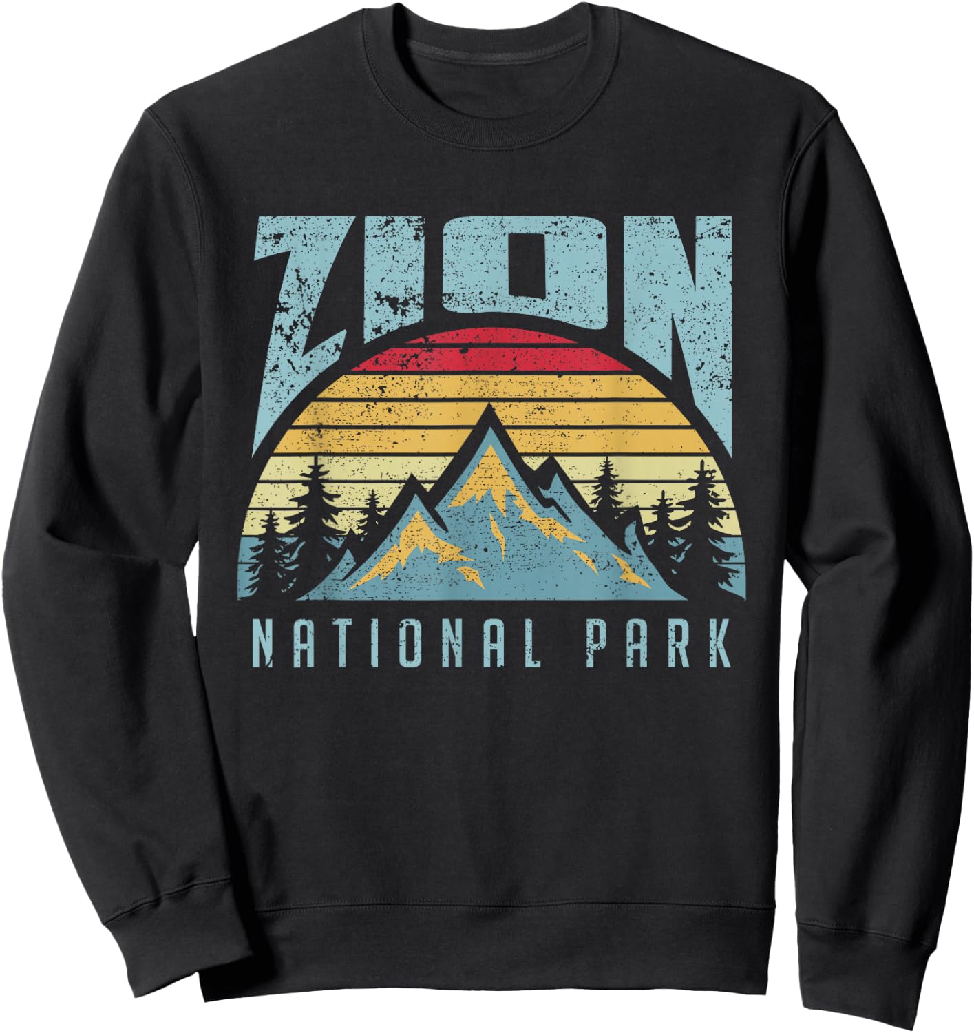 Mt Zion National Park Utah Retro T Shirt Sweatshirt - Sweatshirt | Black