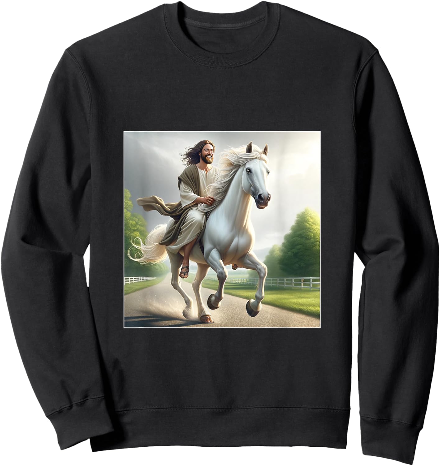 Jesus Riding a White Horse Sweatshirt - Sweatshirt | Black