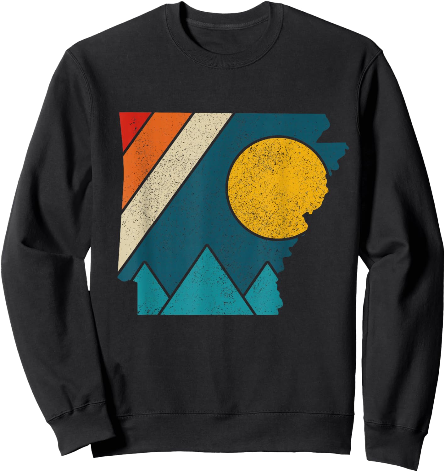 Arkansas Vintage State Map Mountains Hiking Pride Gift Sweatshirt - Sweatshirt | Black
