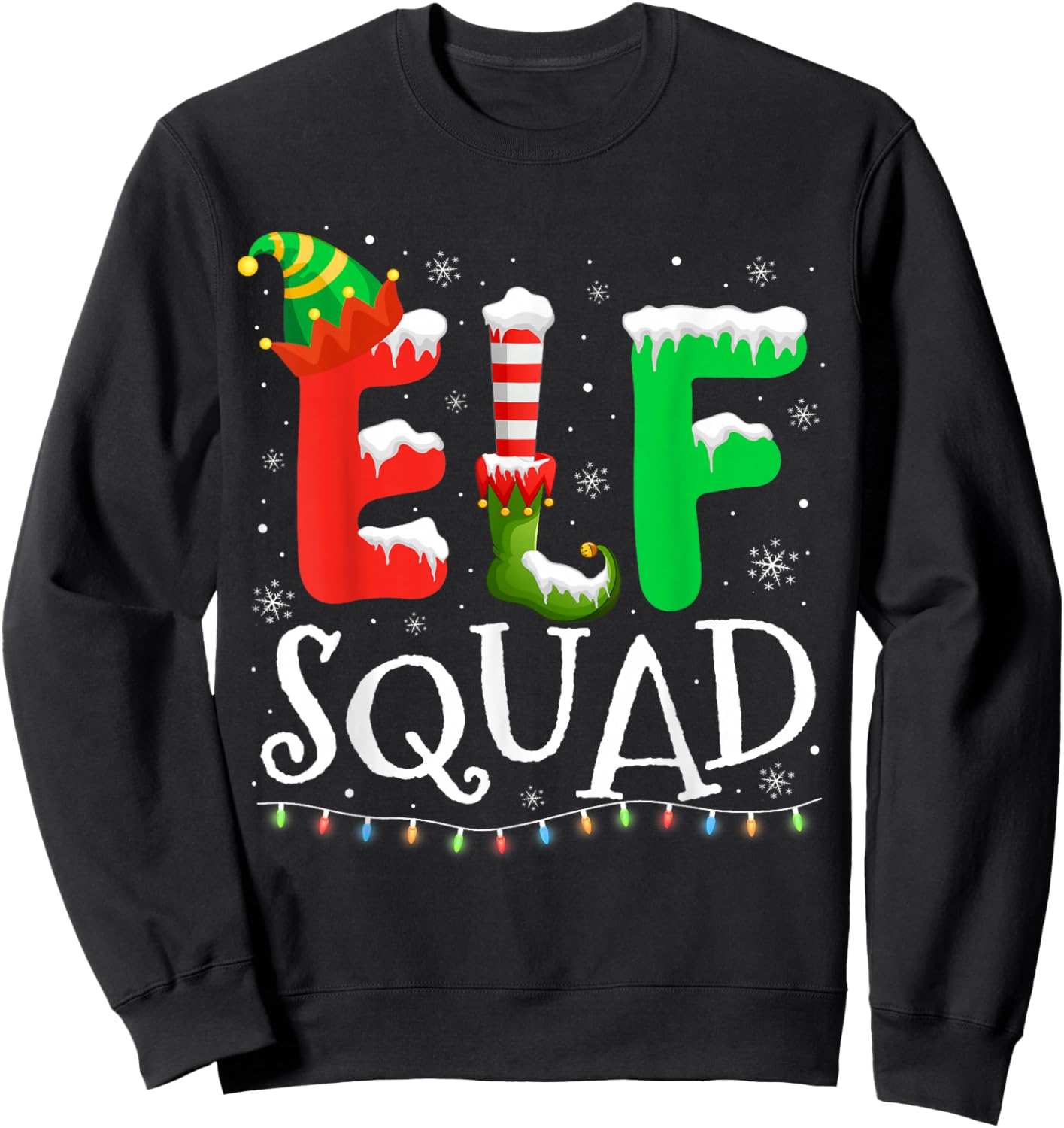 Elf Family Christmas Matching Pajamas Xmas Elf Squad Sweatshirt - Sweatshirt | Black