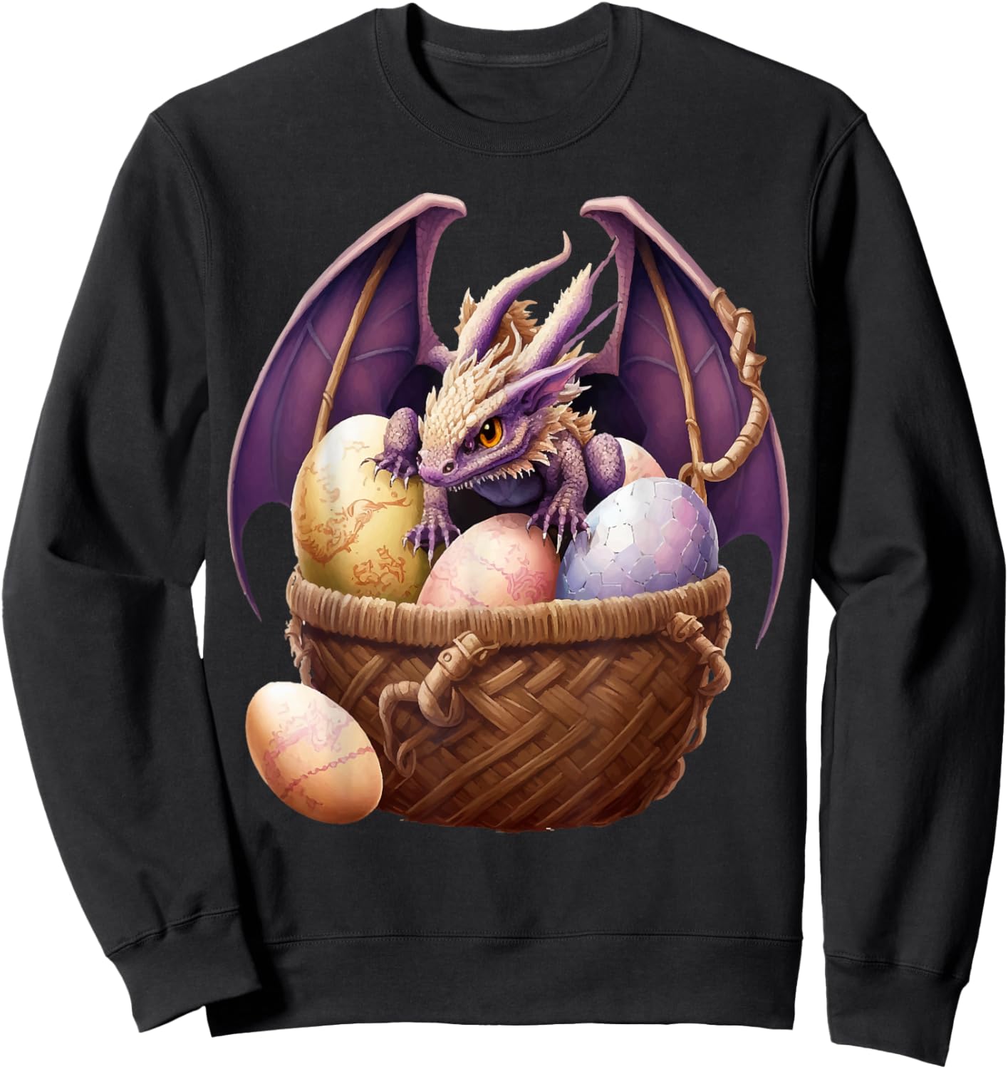 Dragon Girl Lover Collecting Easter Eggs - Kids Cute Dragons Sweatshirt - Sweatshirt | Black
