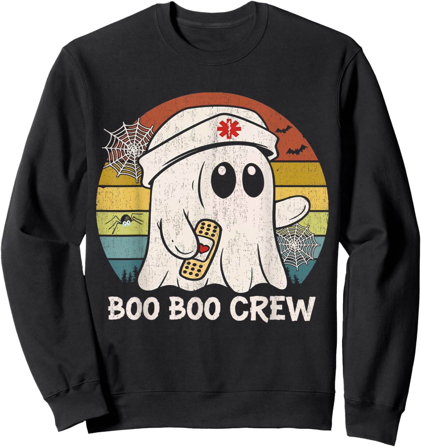 Boo Boo Crew Nurse Shirt Funny Ghost Women Halloween Nurse Sweatshirt - Sweatshirt | Black