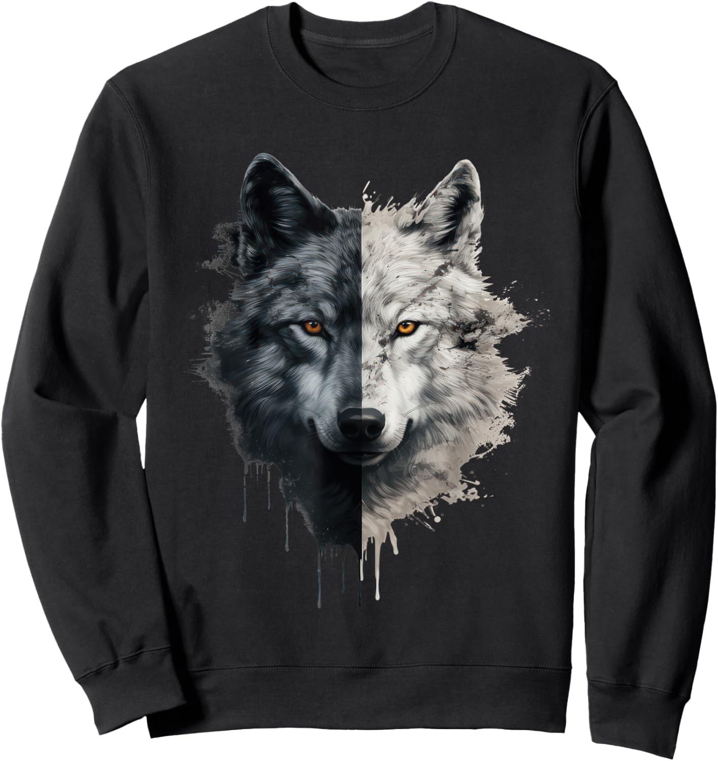 Wolf Face Graphic Sweatshirt - Sweatshirt | Black