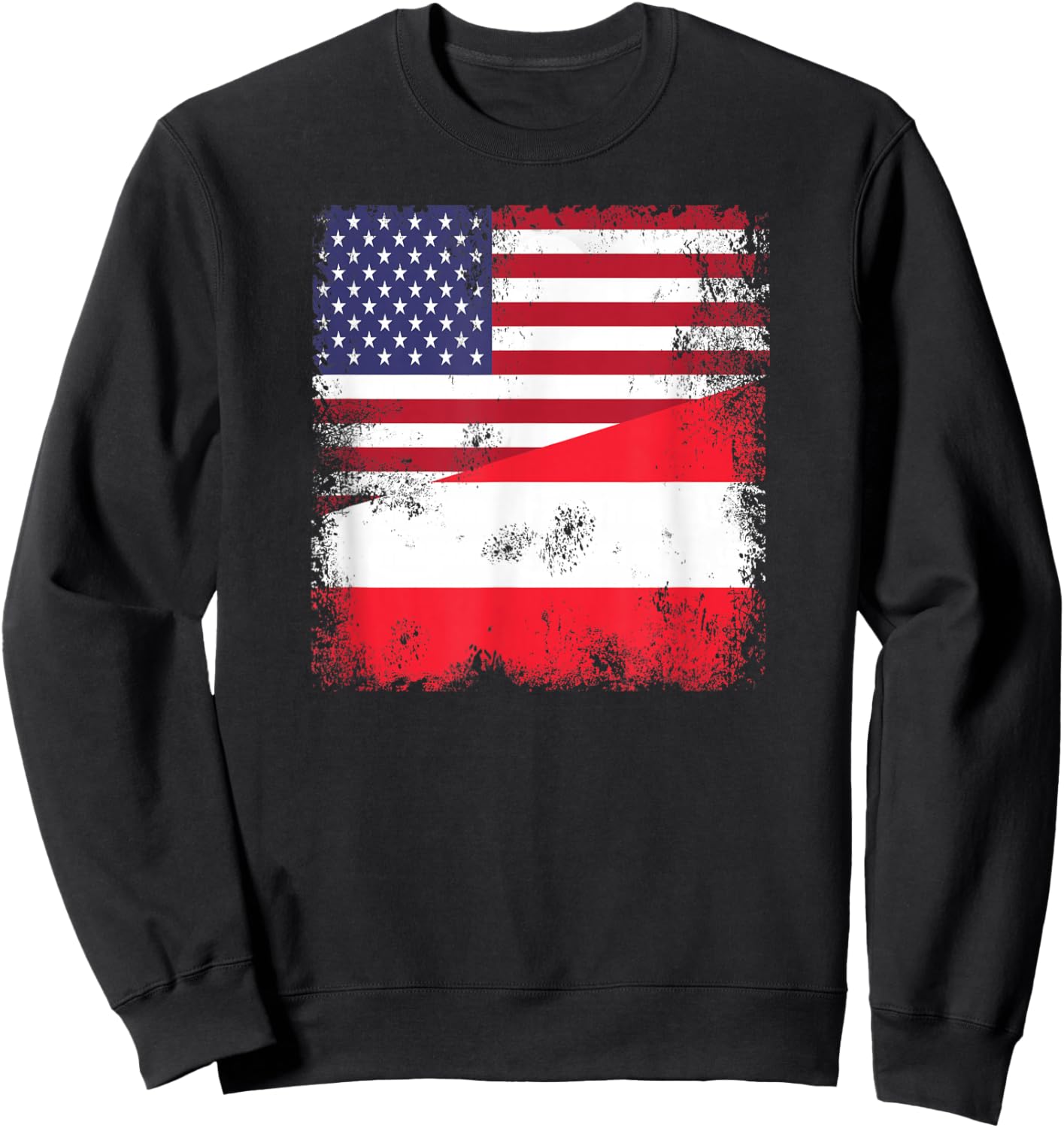 Half Austrian Flag | Vintage Austria USA Gift Sweatshirt - Sweatshirt | Black