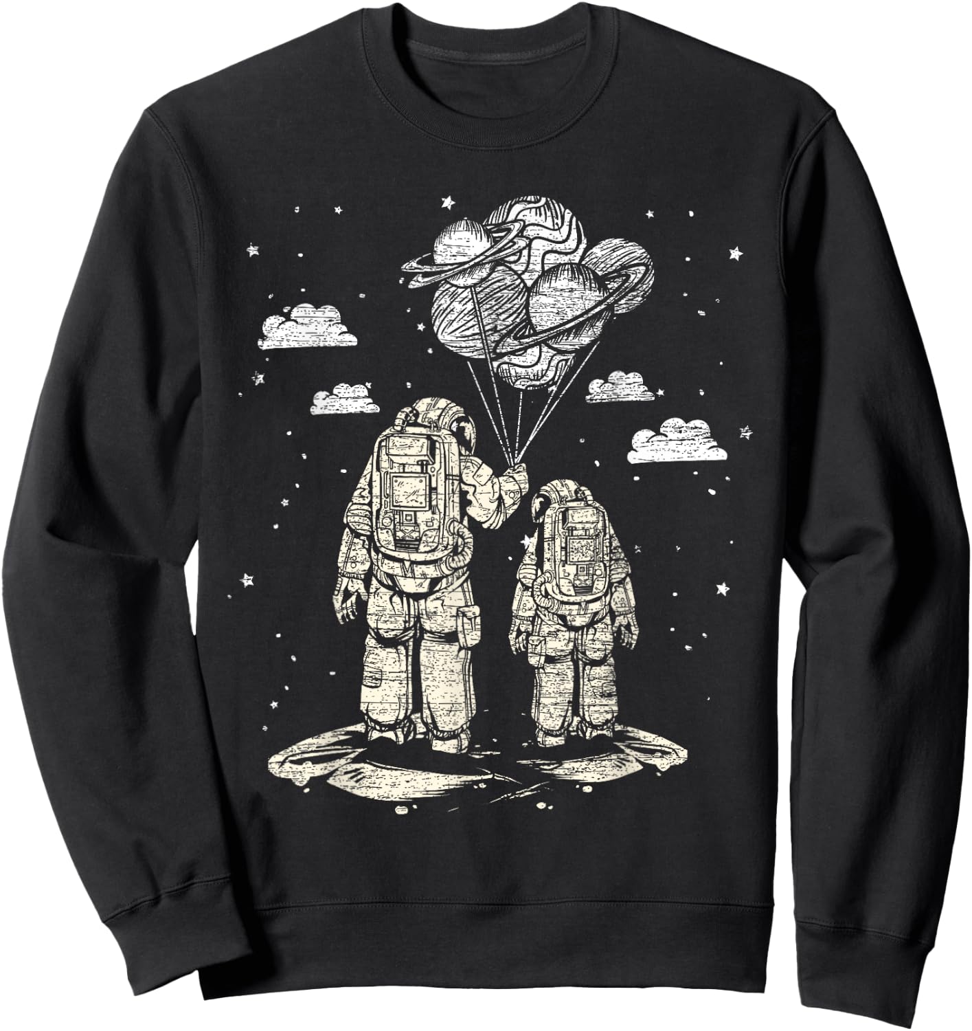 Fathers Day Space Science Astronomy Lover Dad Son Astronaut Sweatshirt - Sweatshirt | Black