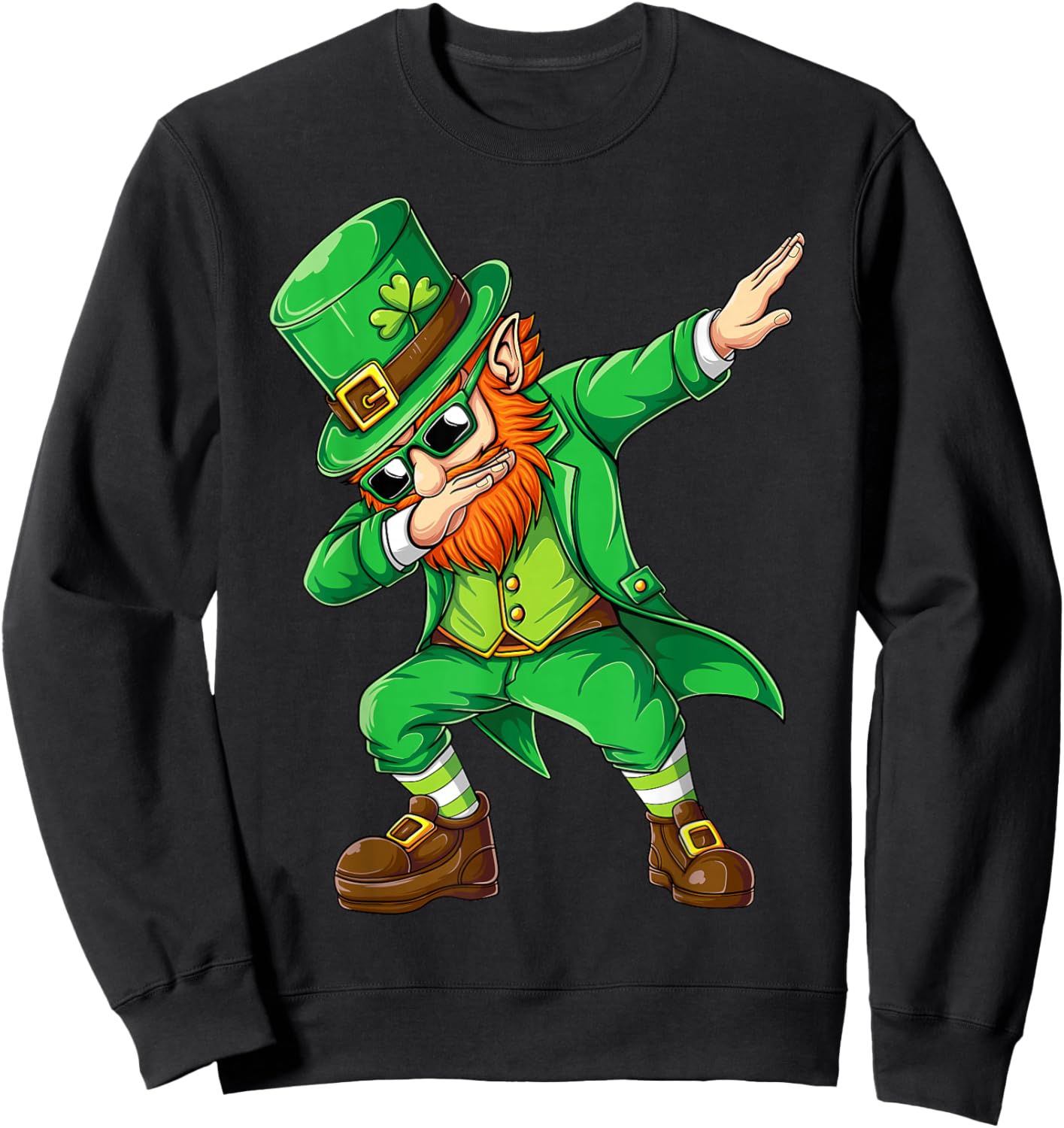 Dabbing Leprechaun Funny Gifts Men Kids Boys St Patricks Day Sweatshirt - Sweatshirt | Black