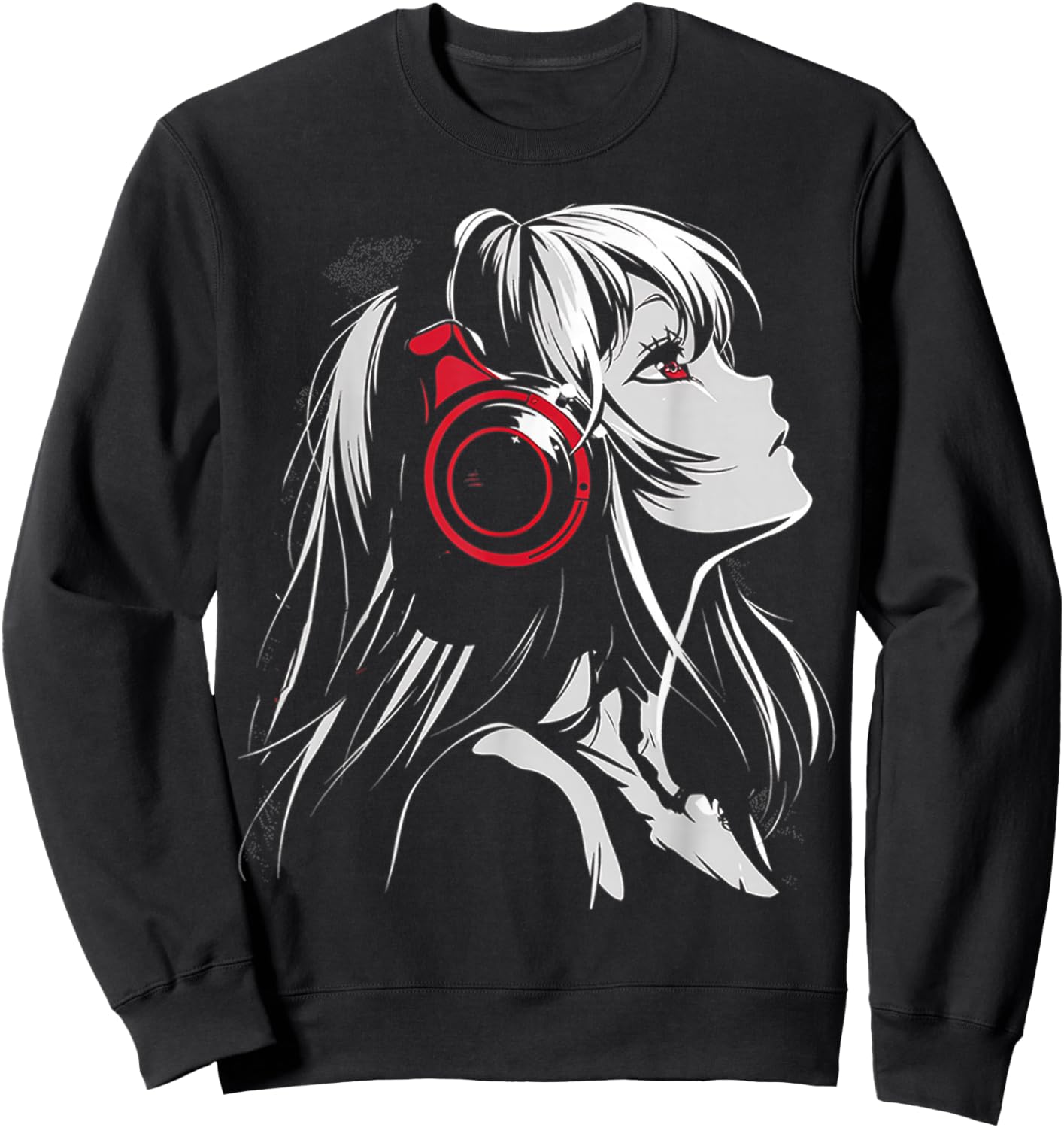 Anime Manga Motif Headphone Artwork Anime Sweatshirt - Sweatshirt | Black