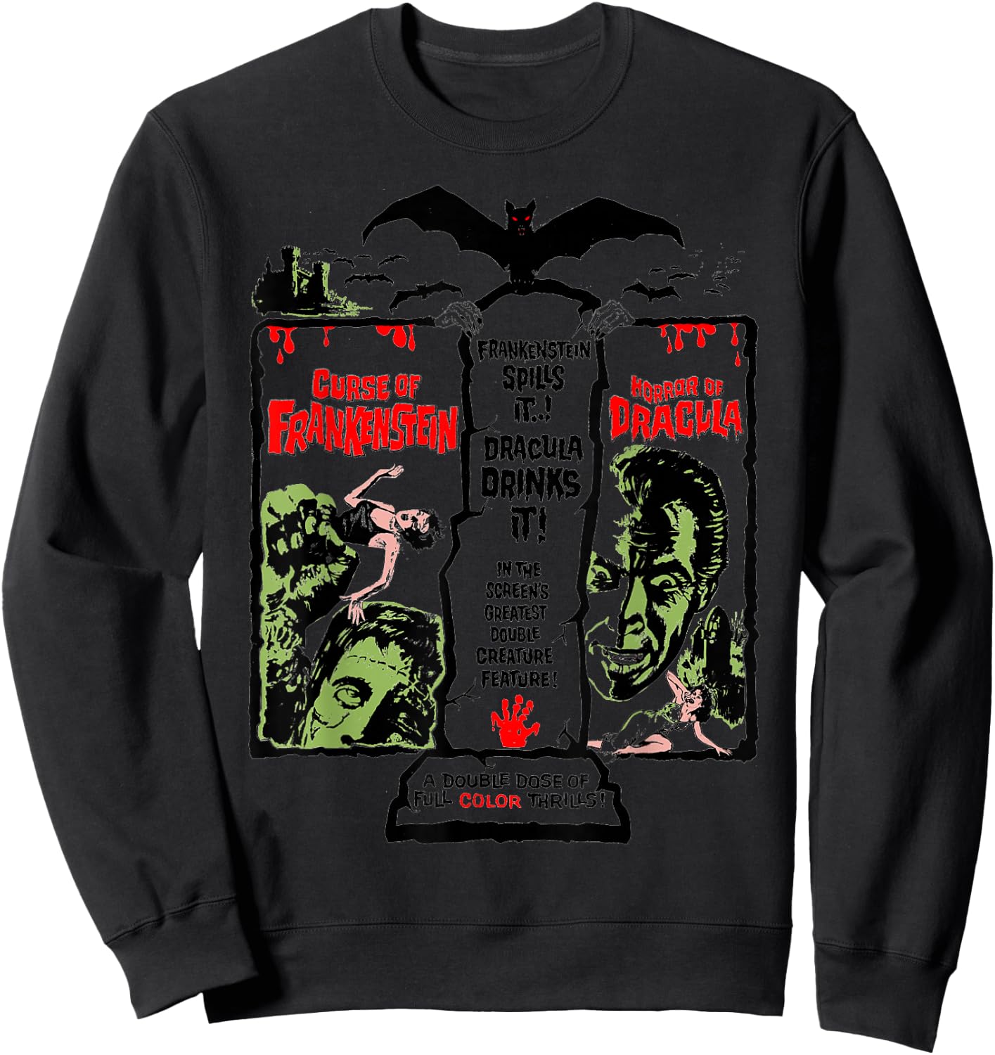 Horror Scene Sexy Dracula Halloween Frankenstein Horror Sweatshirt - Sweatshirt | Black