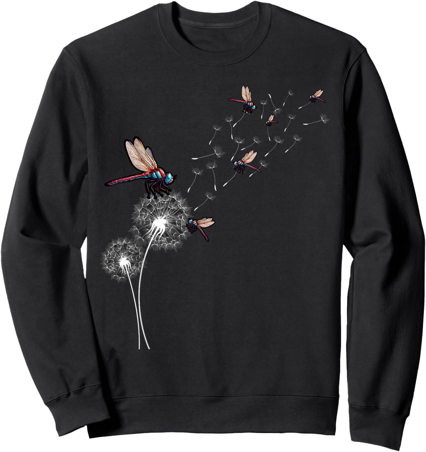 Dandelion Dragonfly Wildlife Insect Dragonfly Sweatshirt - Sweatshirt | Black