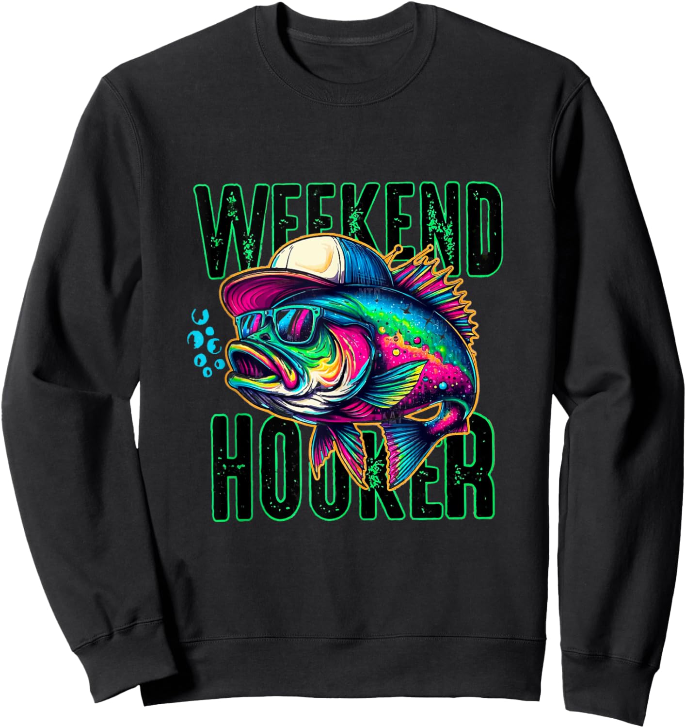 Weekend Hooker Colorful Fishing Sweatshirt - Sweatshirt | Black