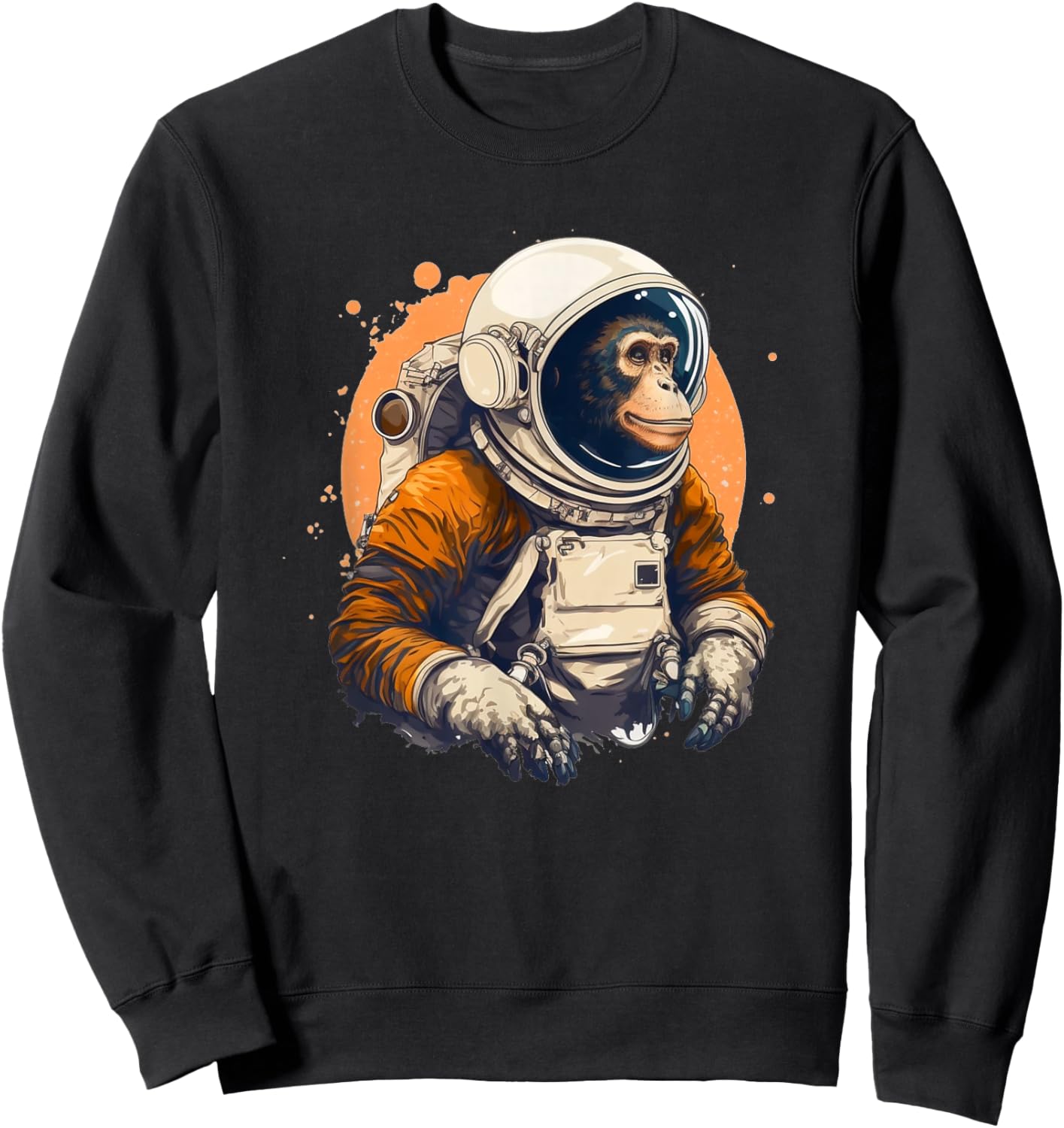 Space Vintage Travel Astronaut Monkey Astronaut Sweatshirt - Sweatshirt | Black