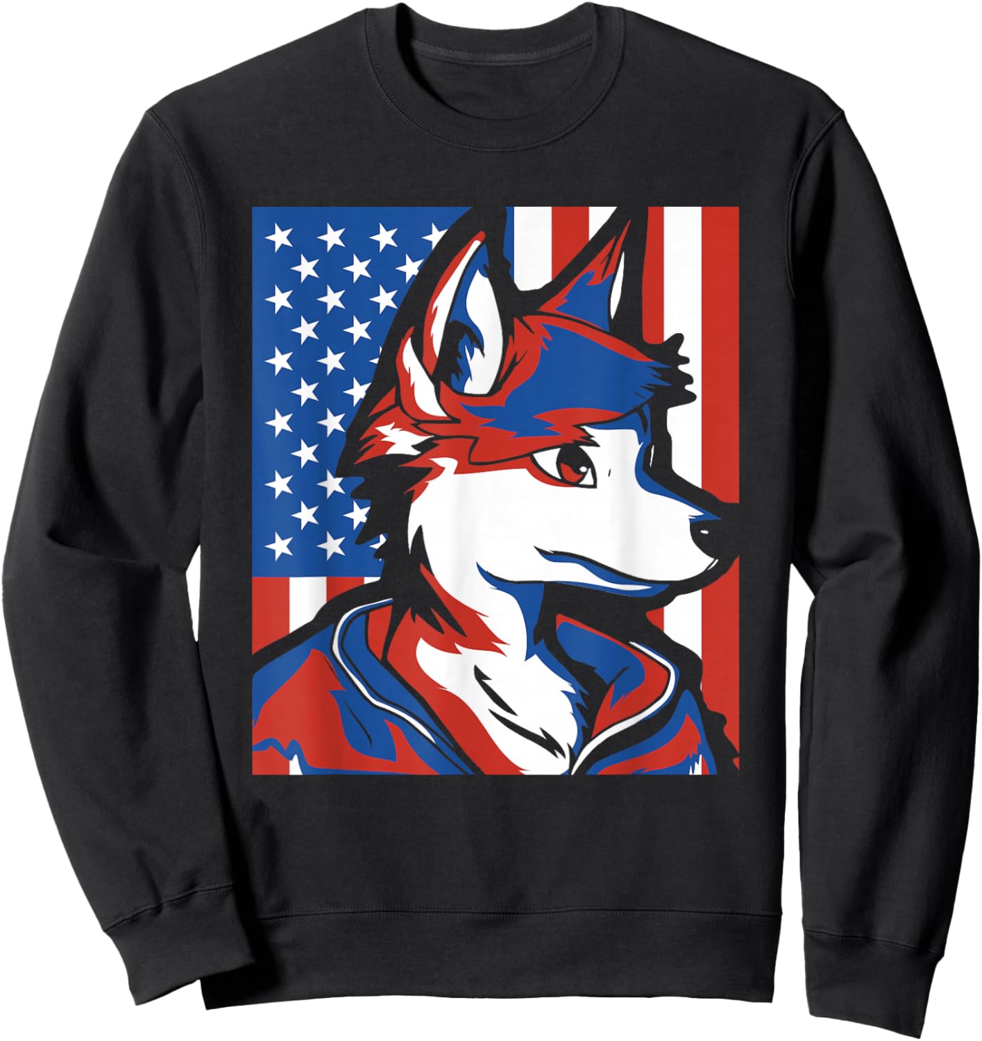 Furry Fandom Us Flag Cosplay Furs - Fursuiter Fursuits Sweatshirt - Sweatshirt | Black
