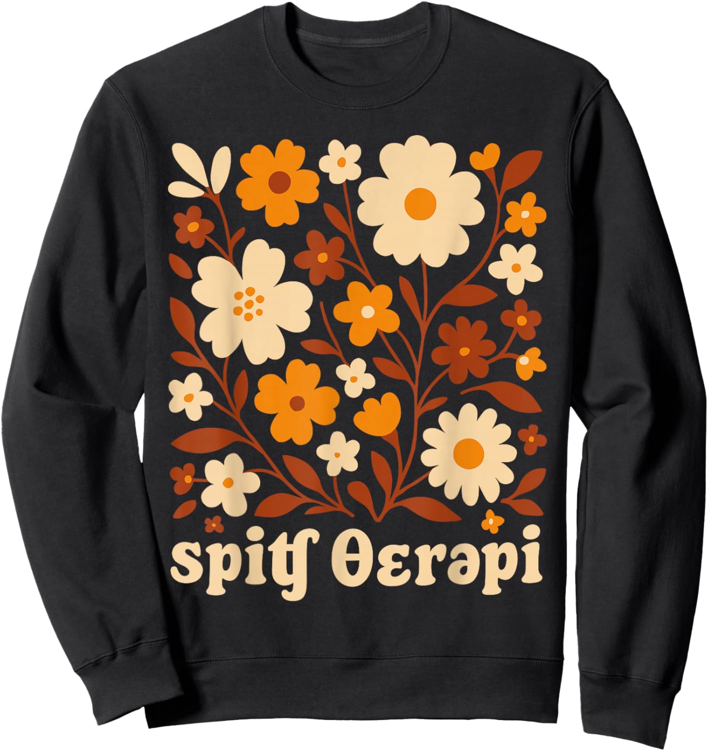 Thanksgiving Speech Therapy Fall Boho Floral SLP Sweatshirt - Sweatshirt | Black