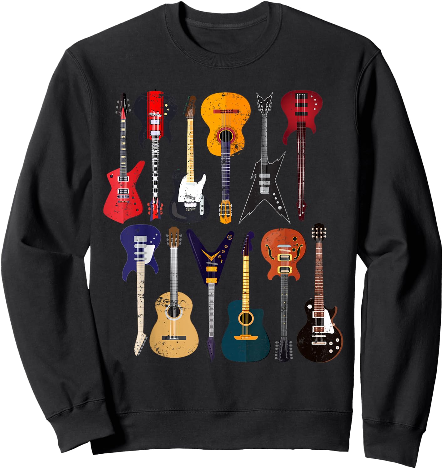 Guitar Collection Rocker Gift Guitarist Sweatshirt - Sweatshirt | Black