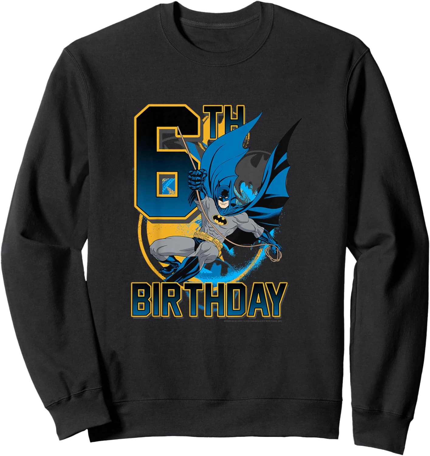 Kids DC Comics Batman 6th Birthday Classic Super Hero Pose Youth Sweatshirt - Sweatshirt | Black
