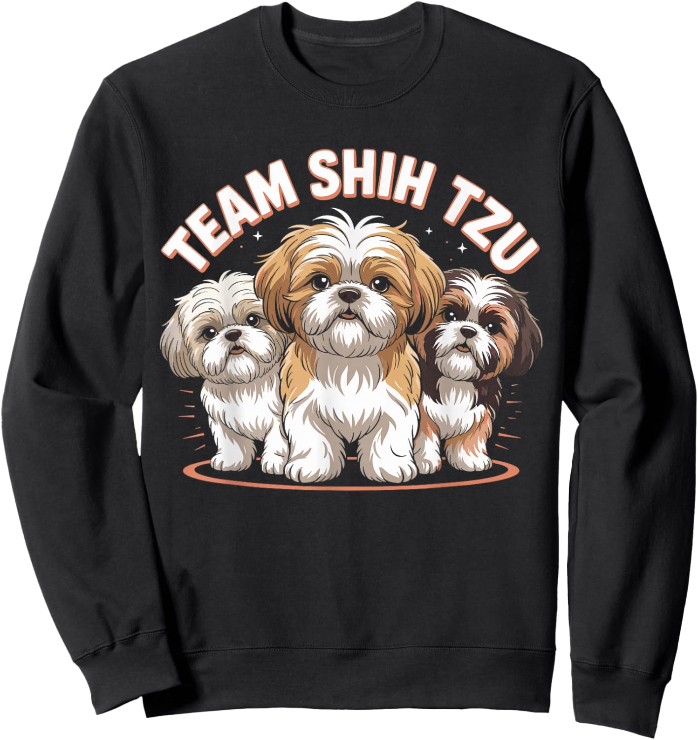 Shih Tzu Team Cute Cartoon Dog Moms Dads Owners Pet Shih Tzu Sweatshirt - Sweatshirt | Black