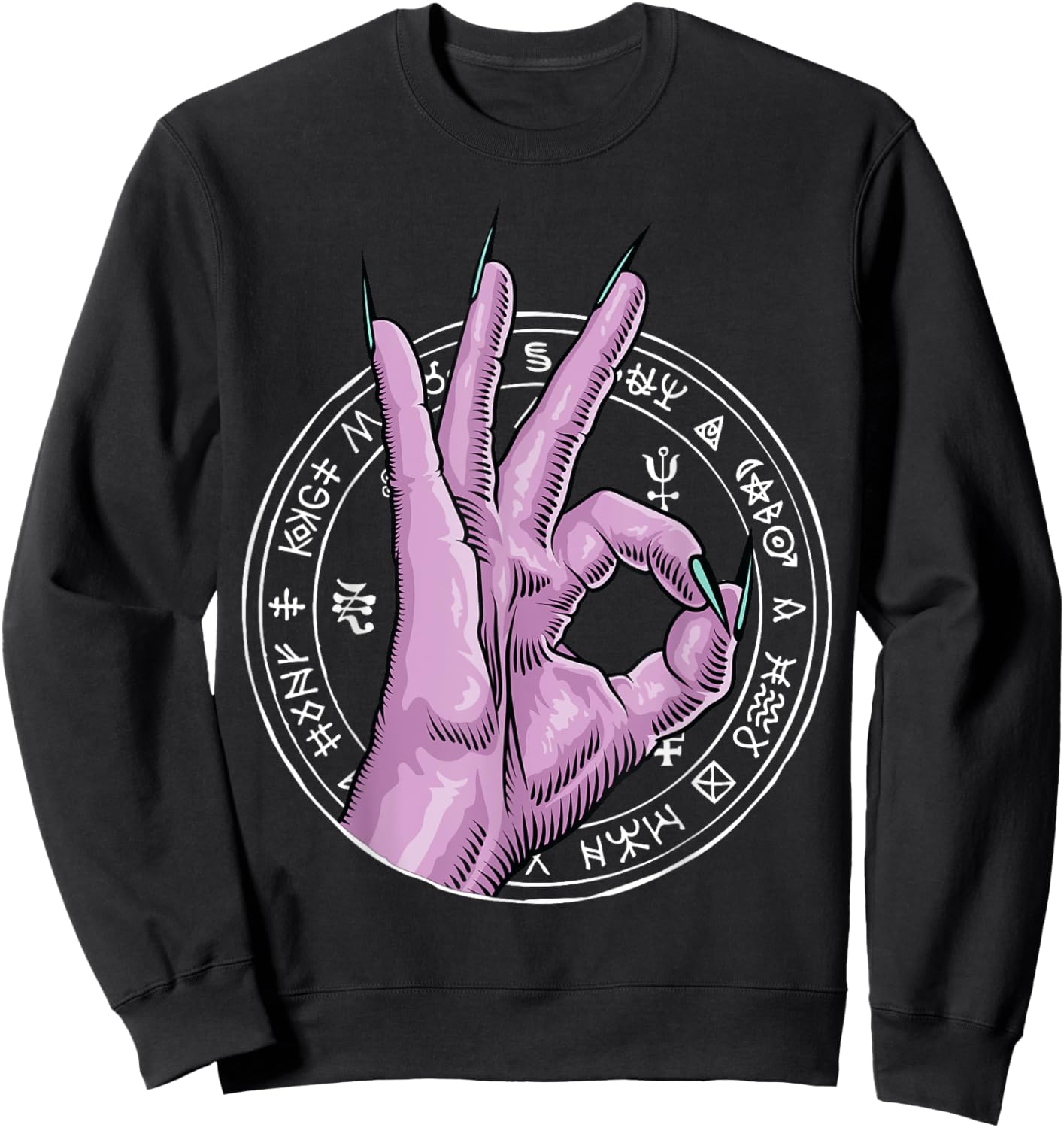 666 Satan Hand Sign Occult Satanist Devil Demon Antichrist Sweatshirt - Sweatshirt | Black