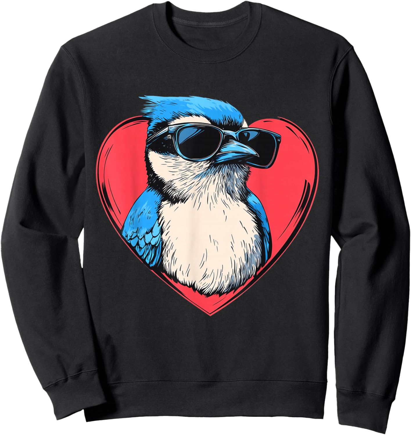 Retro Blue Jay Bird Lover Men Women Kids Valentines Day Sweatshirt - Sweatshirt | Black