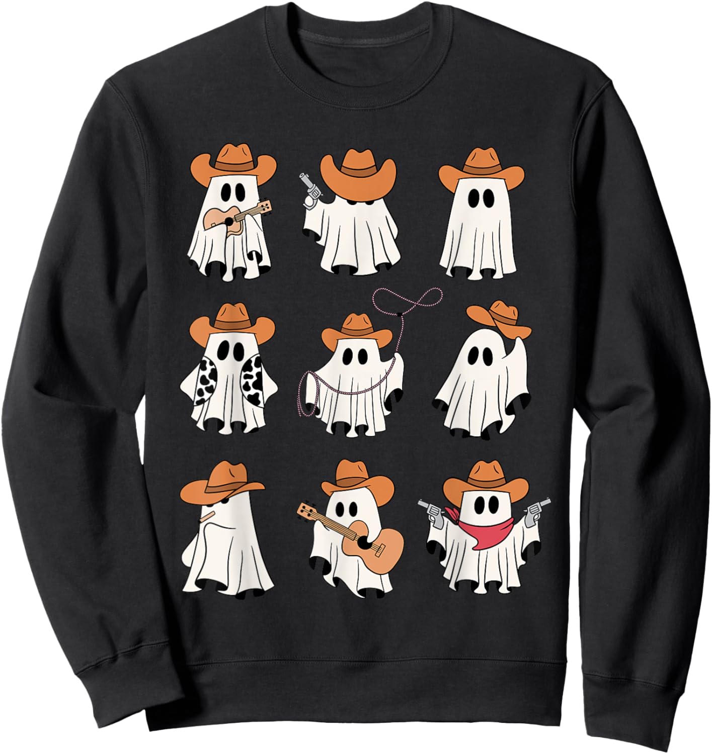 Cowboy Ghost Halloween Ghoul Design Funny Cowgirl Cowboy Sweatshirt - Sweatshirt | Black