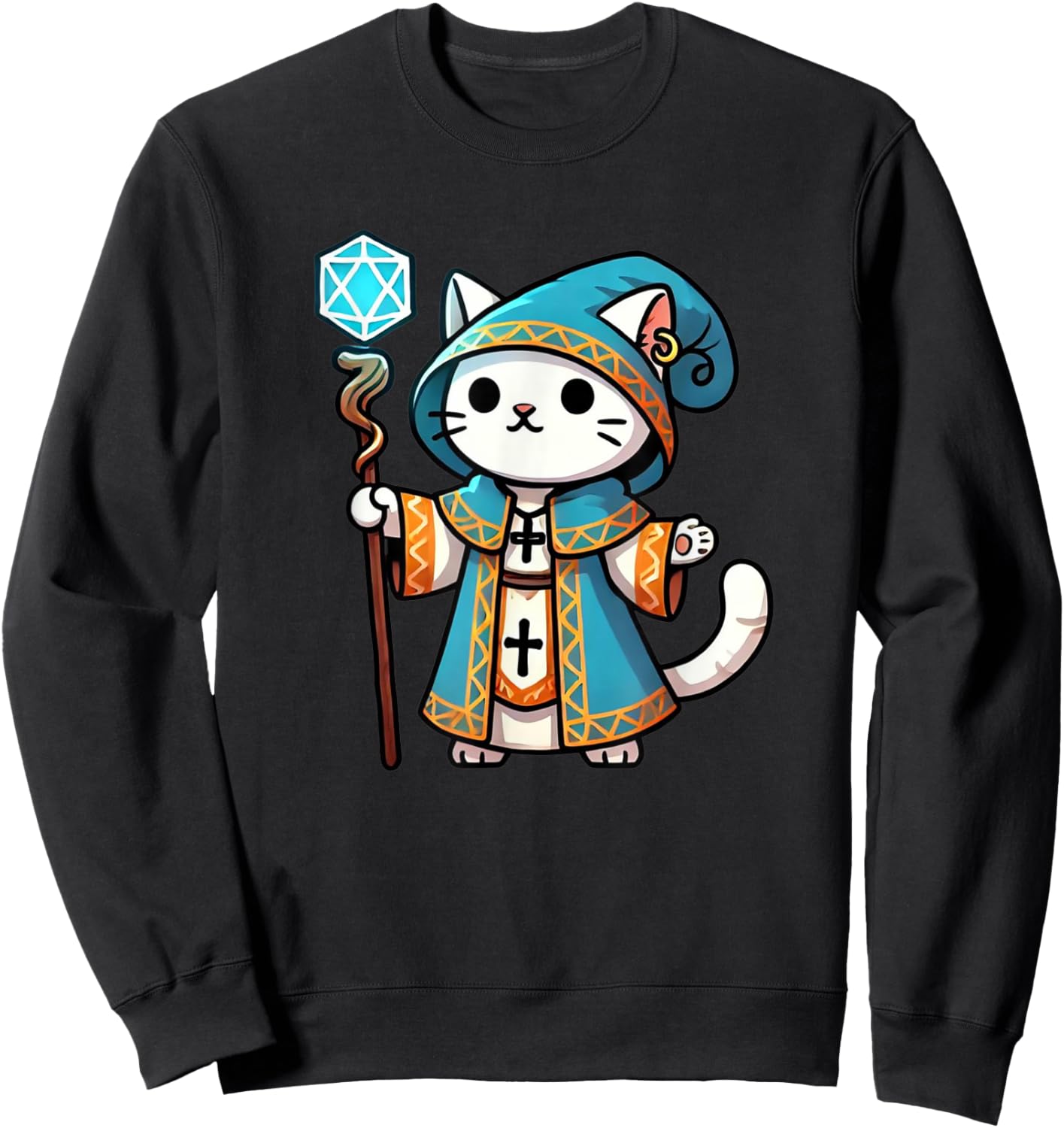 Medieval Cleric Cat Sweatshirt - Sweatshirt | Black