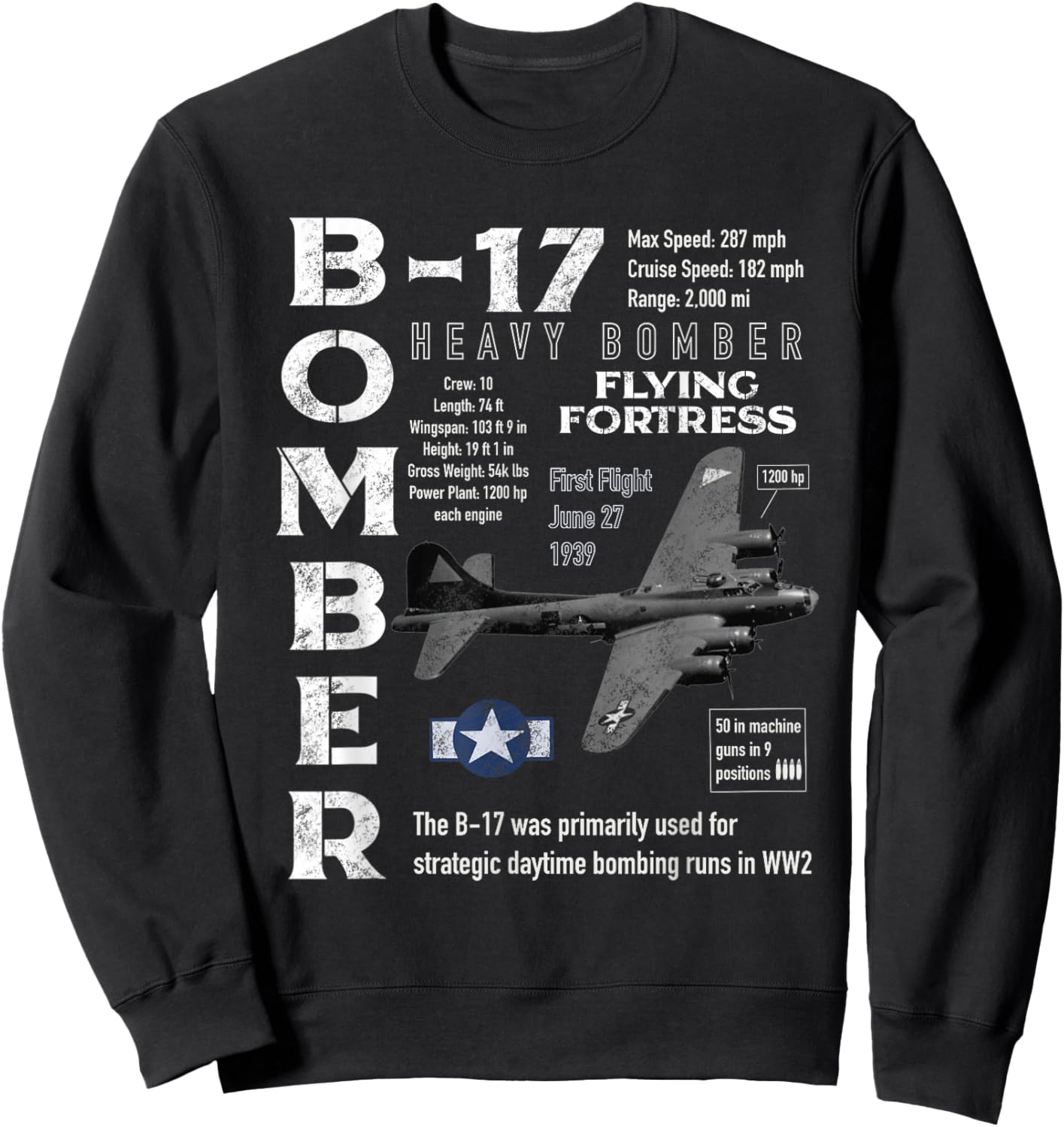 B17 Flying Fortress Sweatshirt - Sweatshirt | Black