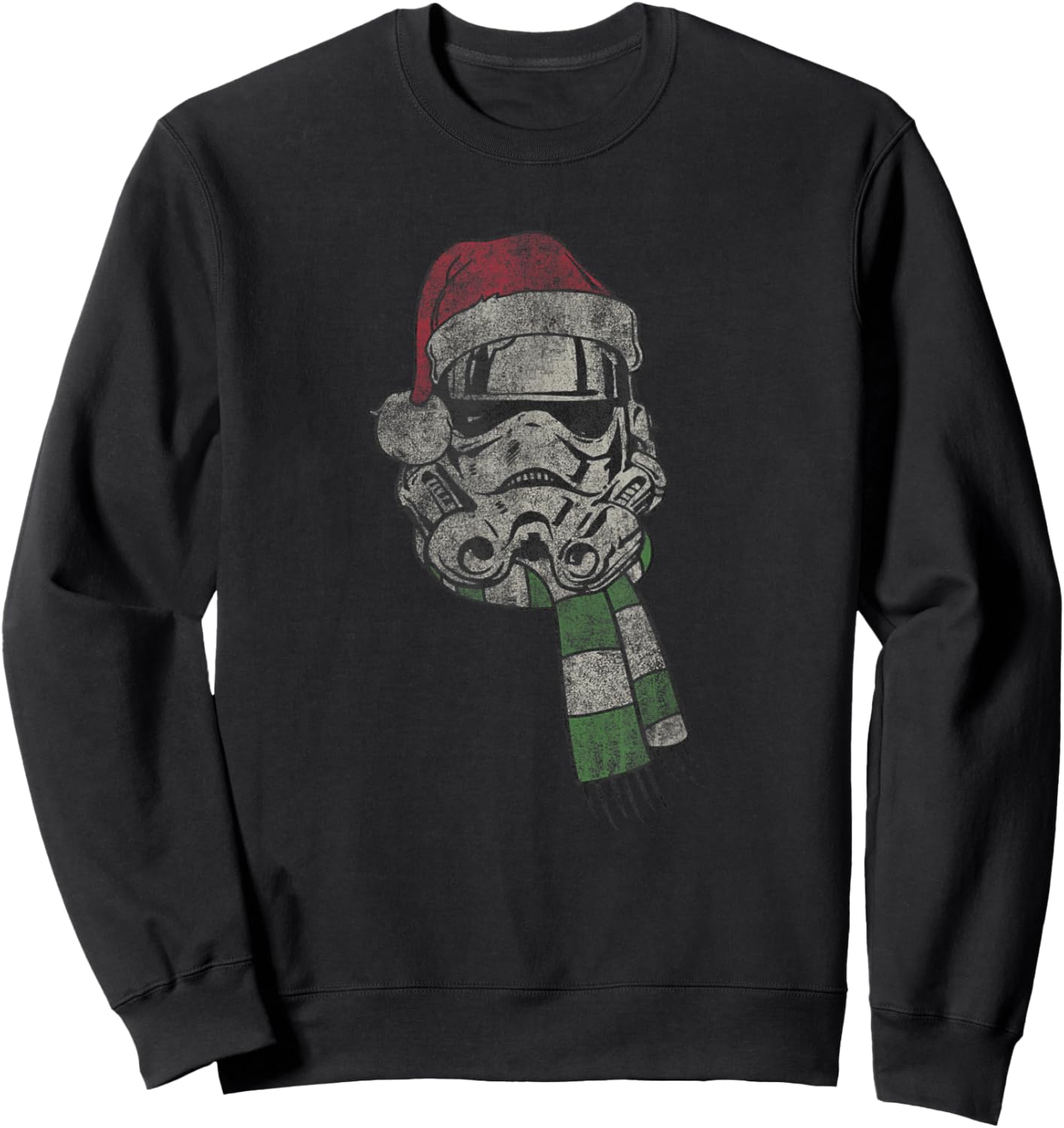 Star Wars Christmas Stormtrooper Santa Hat Distressed Logo Sweatshirt - Sweatshirt | Black