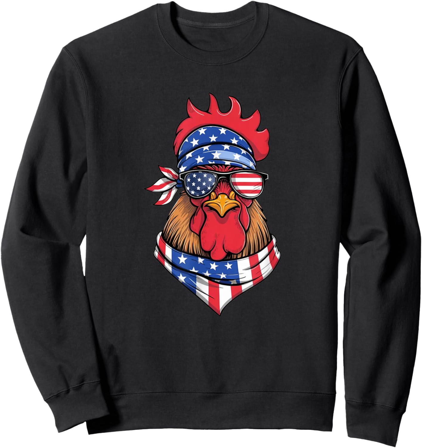 Red White Blue Chicken Farm Animal Patriotic 4th Of July Sweatshirt - Sweatshirt | Black