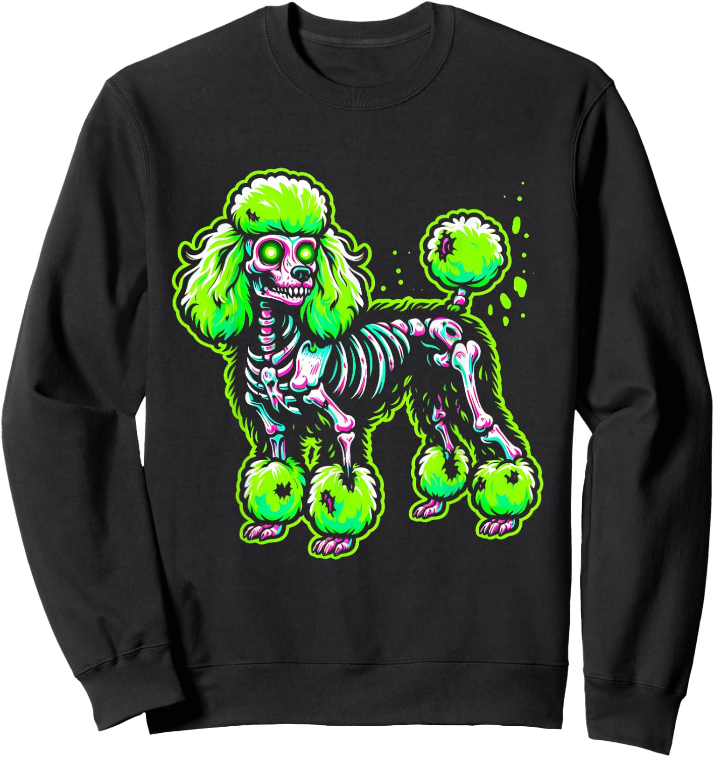 Zombie Poodle Dog Ghost Dark Halloween Horror Skeleton Gifts Sweatshirt - Sweatshirt | Black