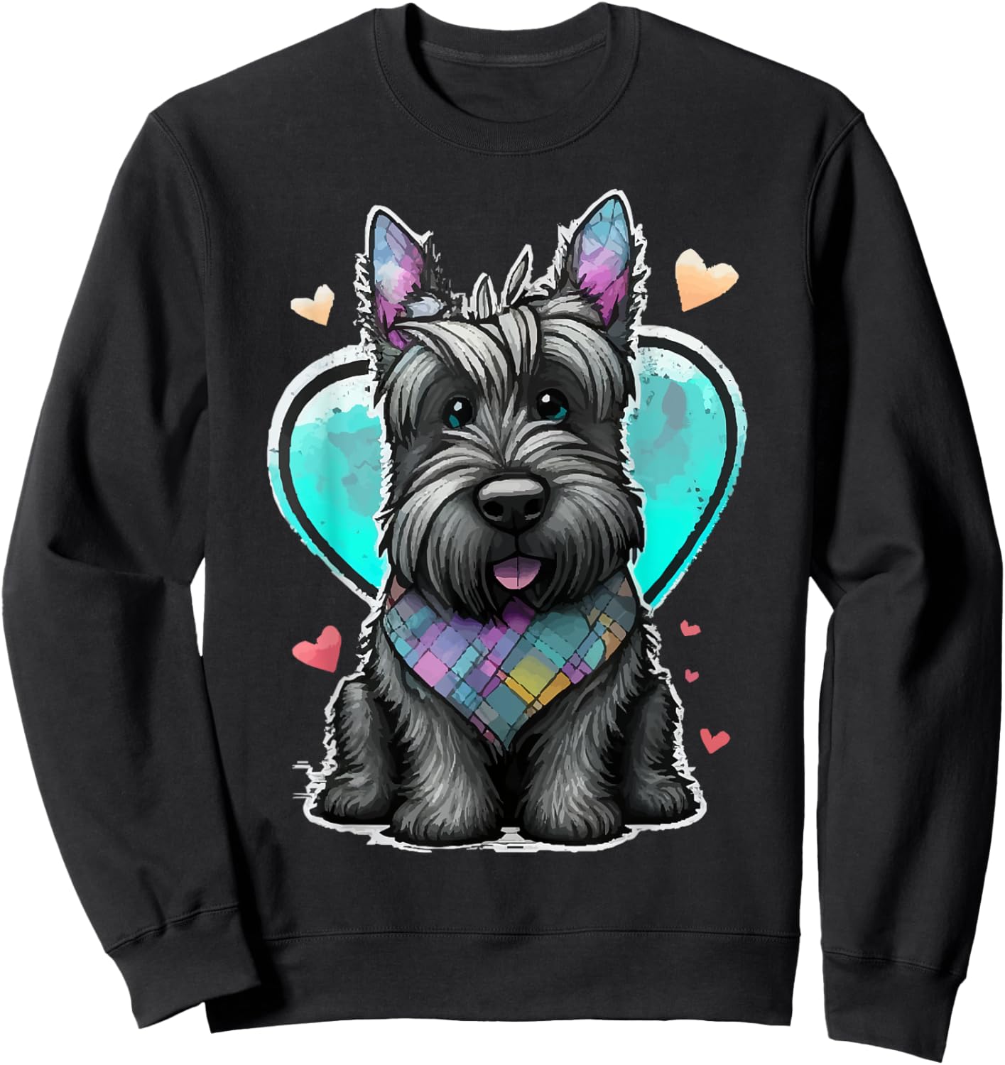 I Love My Scottish Terrier Scottie Dog Valentines Heart Art Sweatshirt - Sweatshirt | Black
