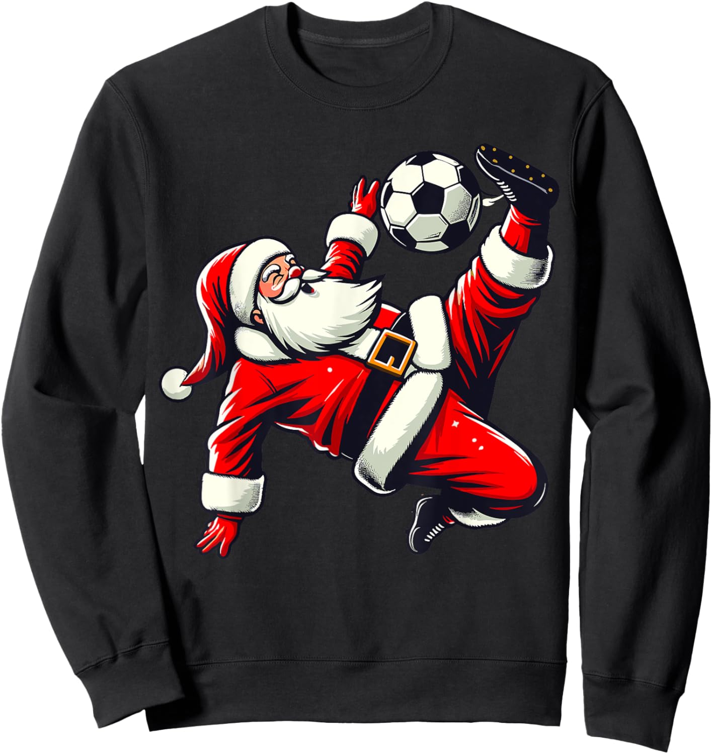 Santa Plays Soccer Bicycle Kick, Christmas Women Men Kids Sweatshirt - Sweatshirt | Black